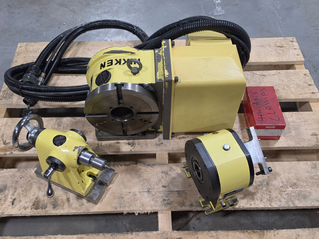 Nikken CNC202 4th Axis Rotary Table TAT-105N Indexer Tailstock Set *Light Use* 3pc
