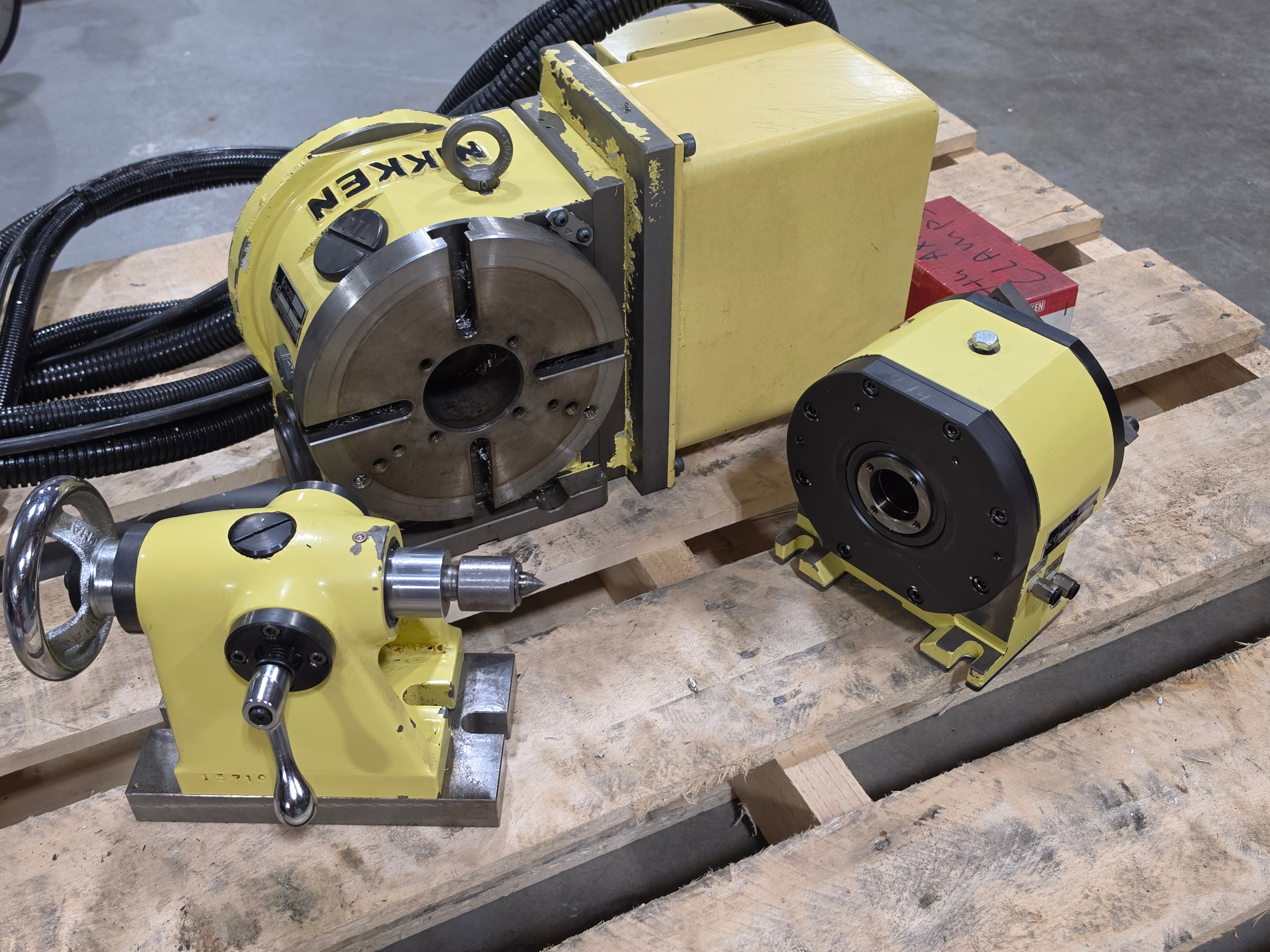 Nikken CNC202 4th Axis Rotary Table TAT-105N Indexer Tailstock Set *Light Use* 3pc