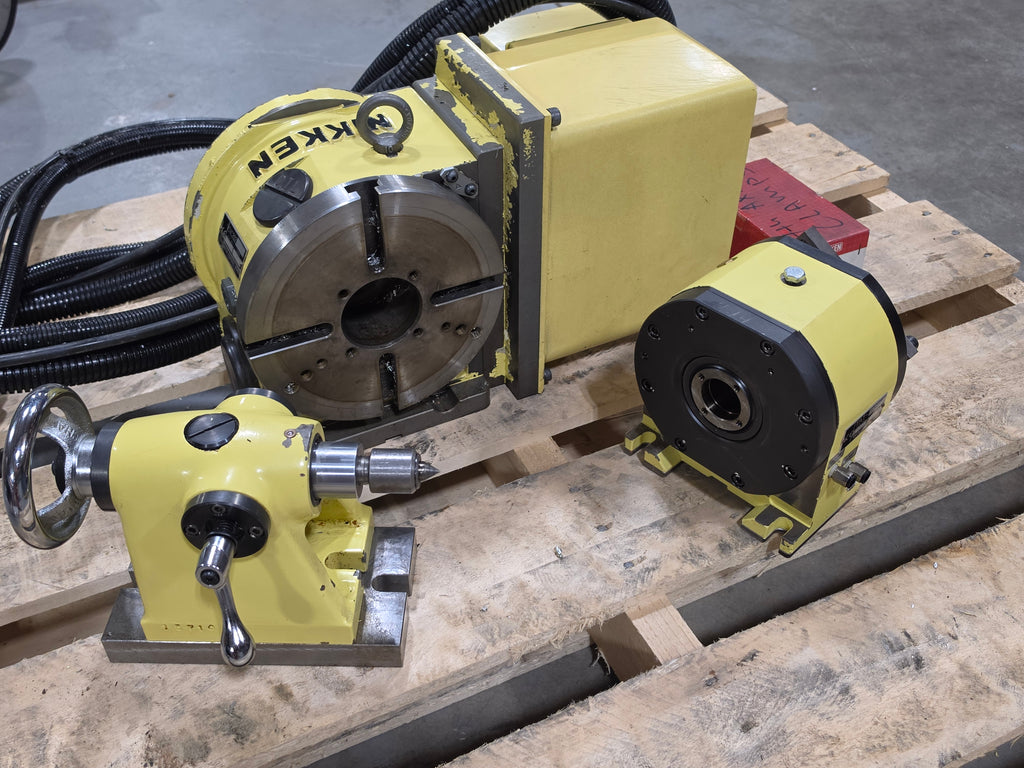 Nikken CNC202 4th Axis Rotary Table TAT-105N Indexer Tailstock Set *Light Use* 3pc
