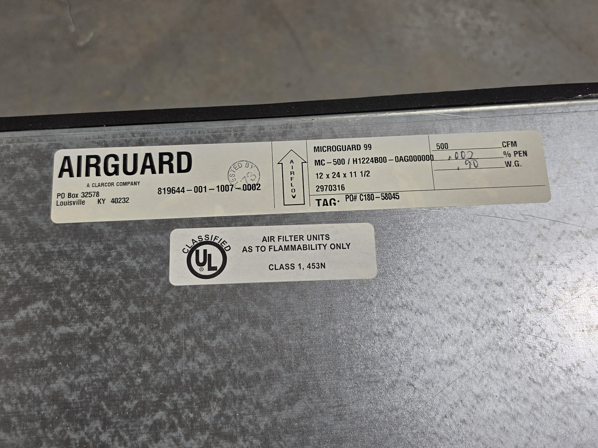Airguard H1224B00 MC-500 Microguard 99 HEPA Filter 12x24x11.5 NEW