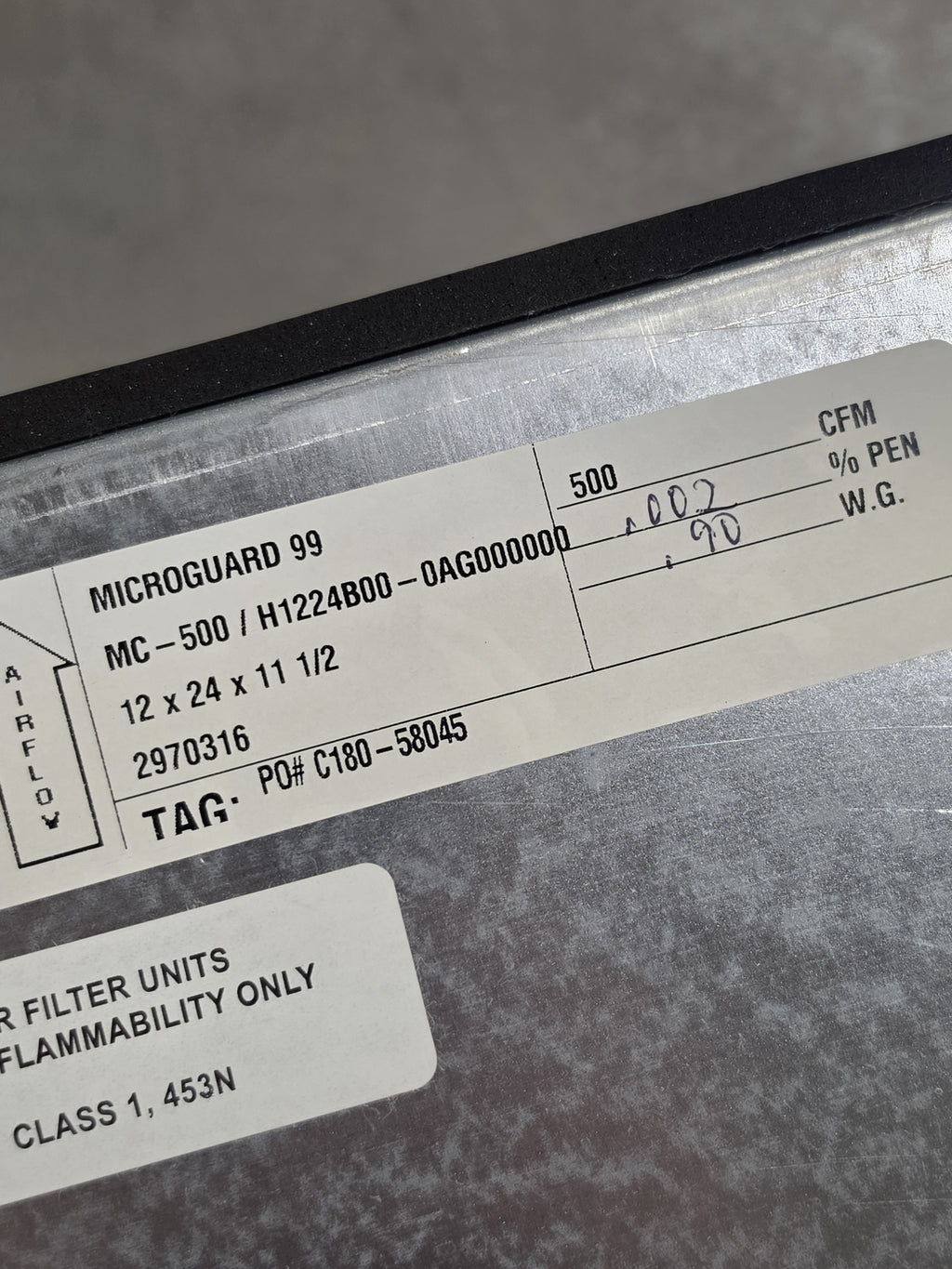 Airguard H1224B00 MC-500 Microguard 99 HEPA Filter 12x24x11.5 NEW
