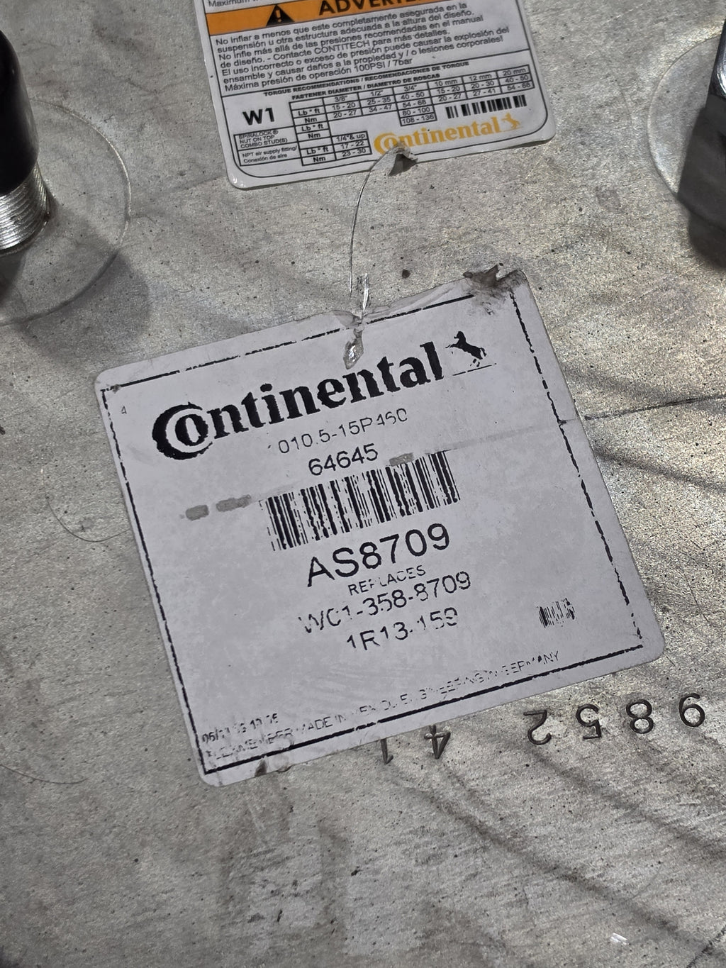 Continental AS8709 Air Spring Suspension Bag WC1-358-8709 1R13-158 NEW