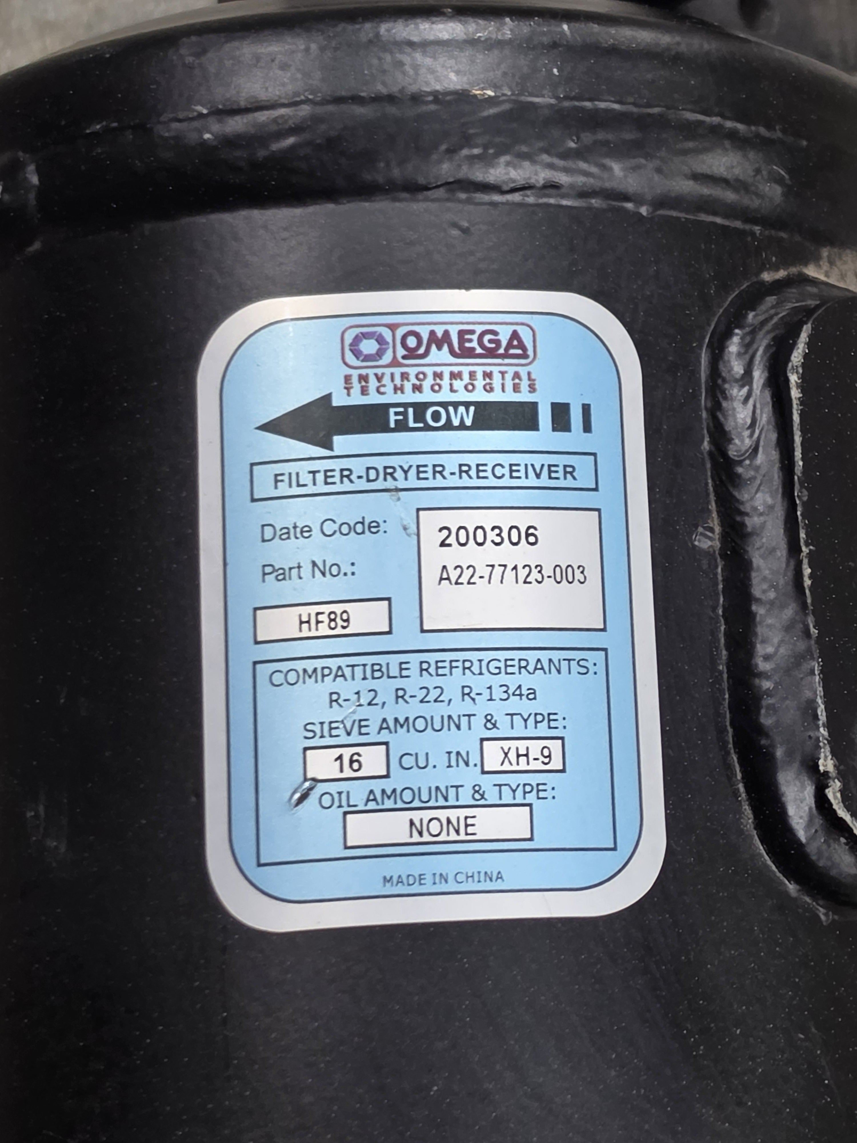 Omega A22-77123-003 A/C Receiver Drier Filter Freightliner R12 R22 R134a