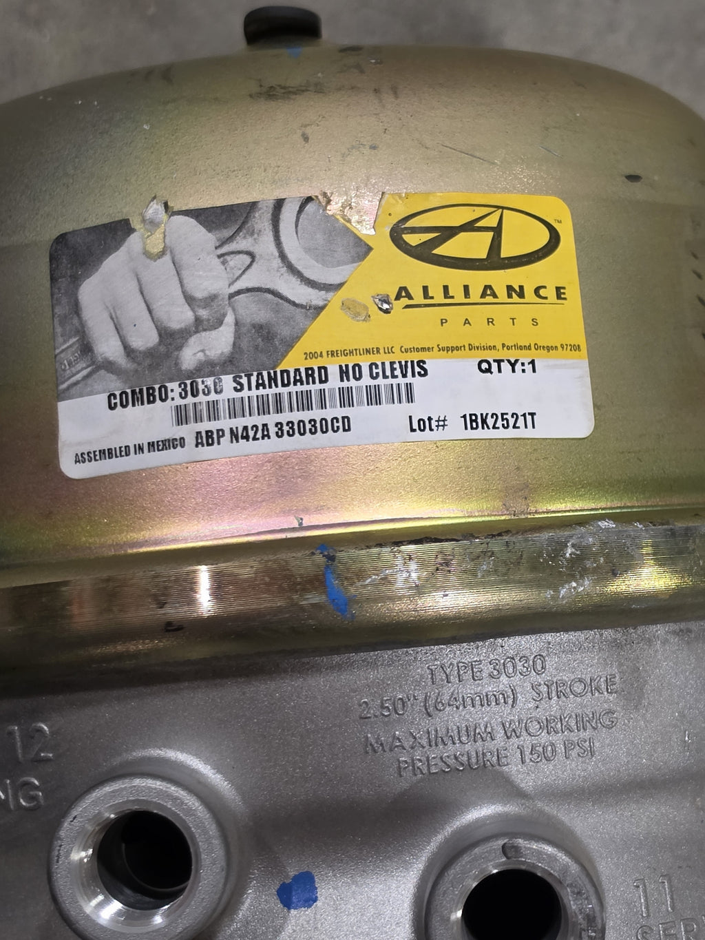 Alliance Parts ABP N42A 33030CD 3030 Spring Brake Chamber 2.5" Stroke No Clevis