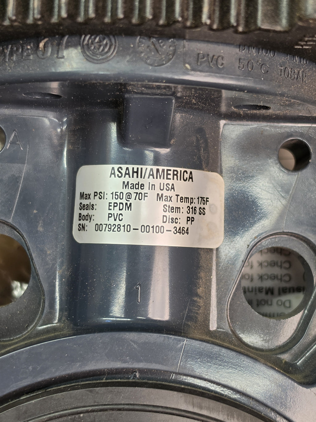 Asahi/America 173730040 Type 57 Butterfly Valve 4" PVC EPDM PP Lever Handle