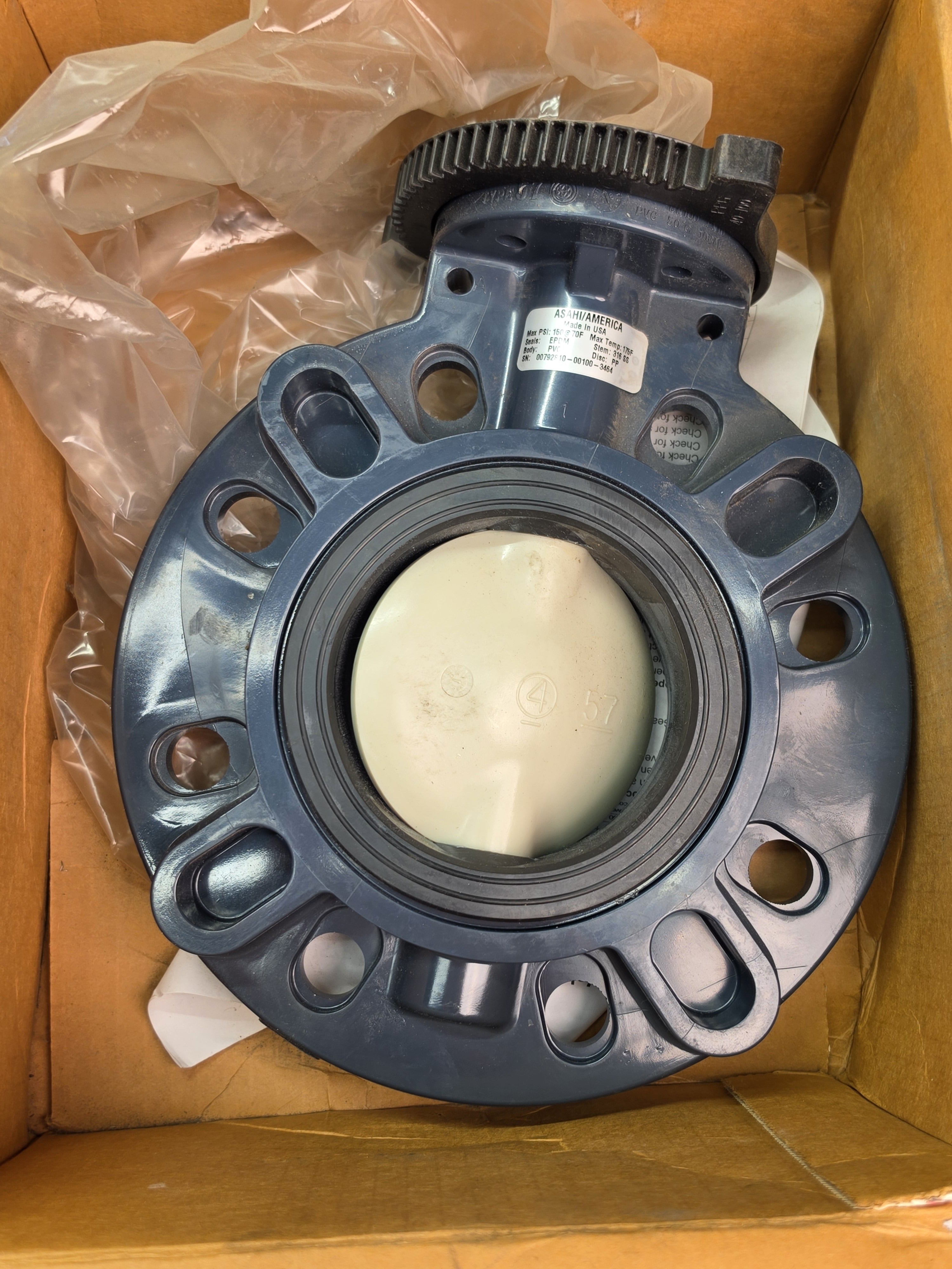 Asahi/America 173730040 Type 57 Butterfly Valve 4" PVC EPDM PP Lever Handle
