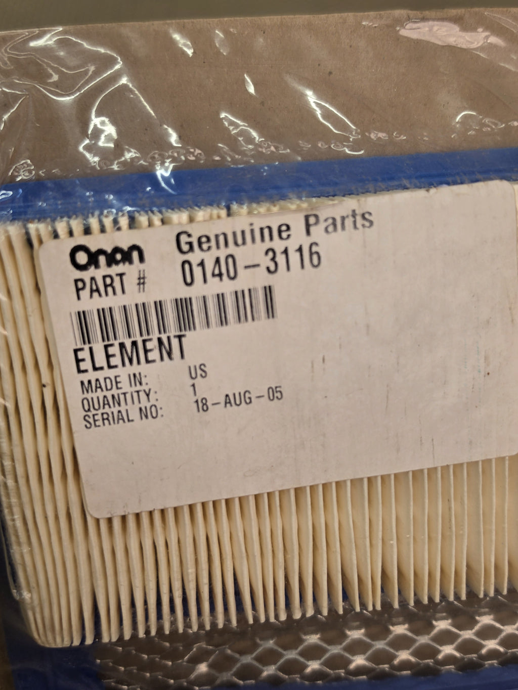 Onan 0140-3116 RV Generator Air Filter Element Genuine Cummins Part