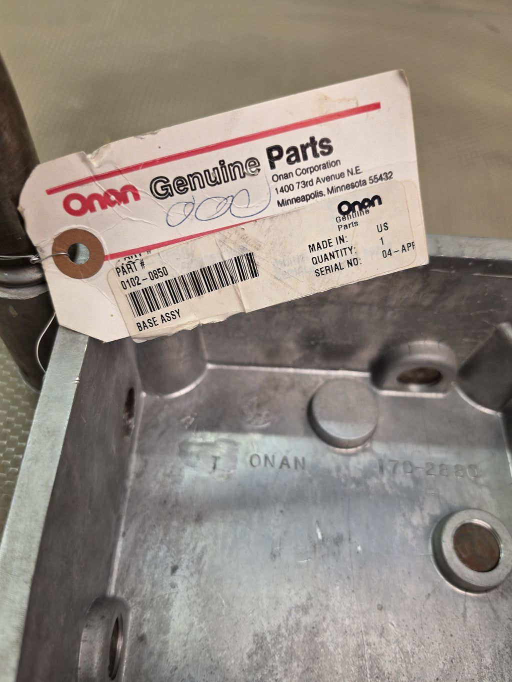 Onan 0102-0850 Oil Pan Engine Base Assembly 170-2880 Genuine Parts