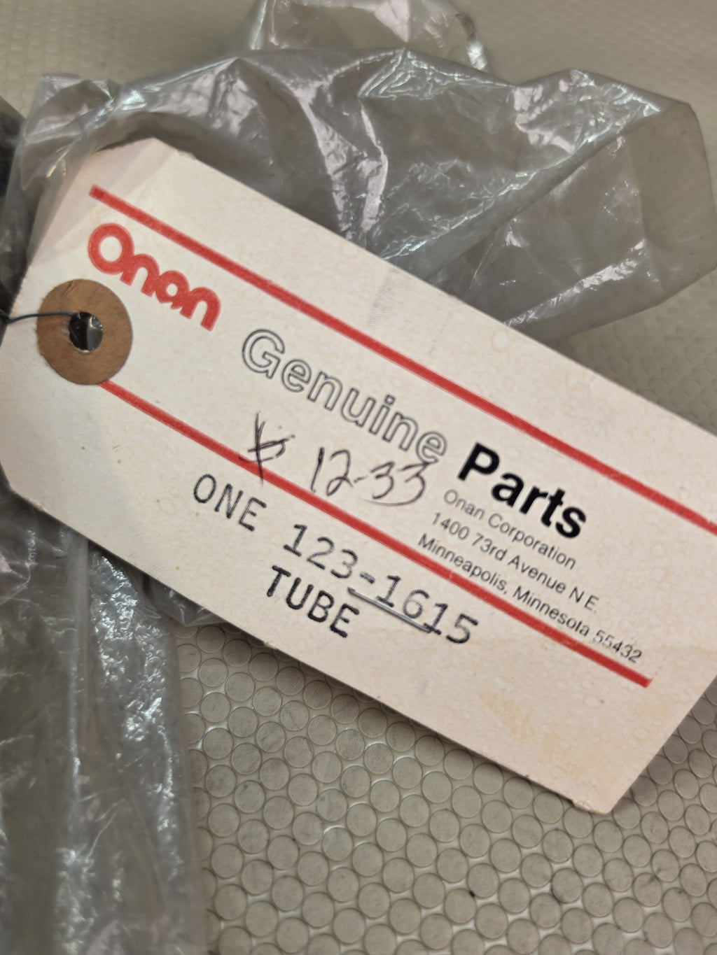 Onan 123-1615 Breather Tube Generator Engine Part NOS