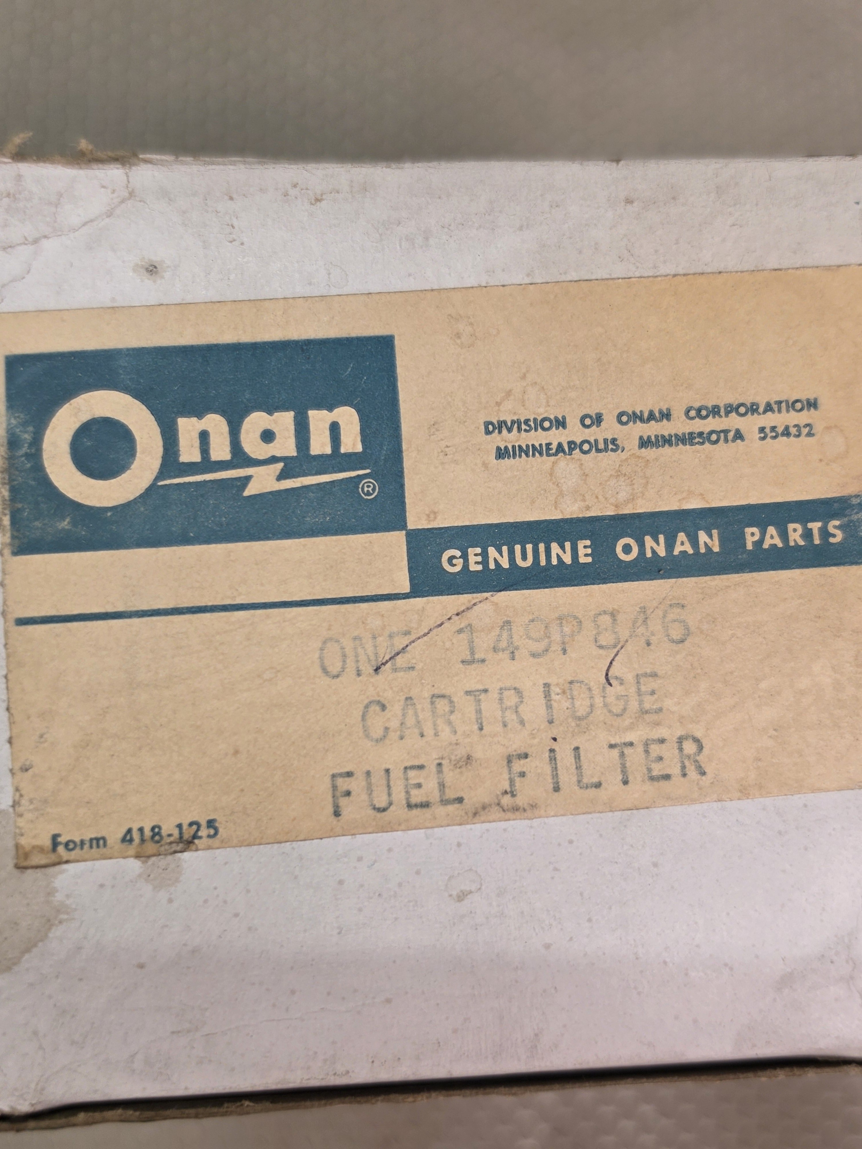 Onan 149P846 149-0846 Genuine OEM Cartridge Fuel Filter Generator Part