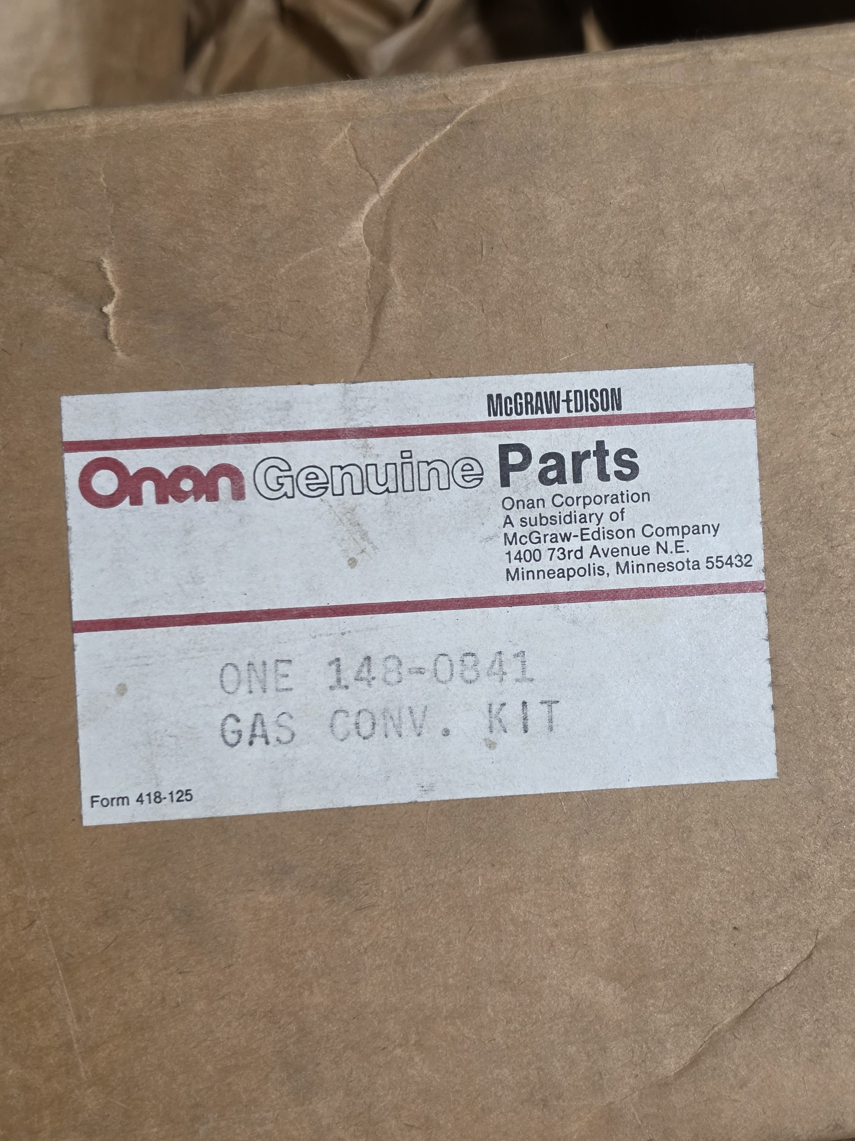 Onan 148-0841 LP Gas Conversion Kit Generator Engine *INCOMPLETE*