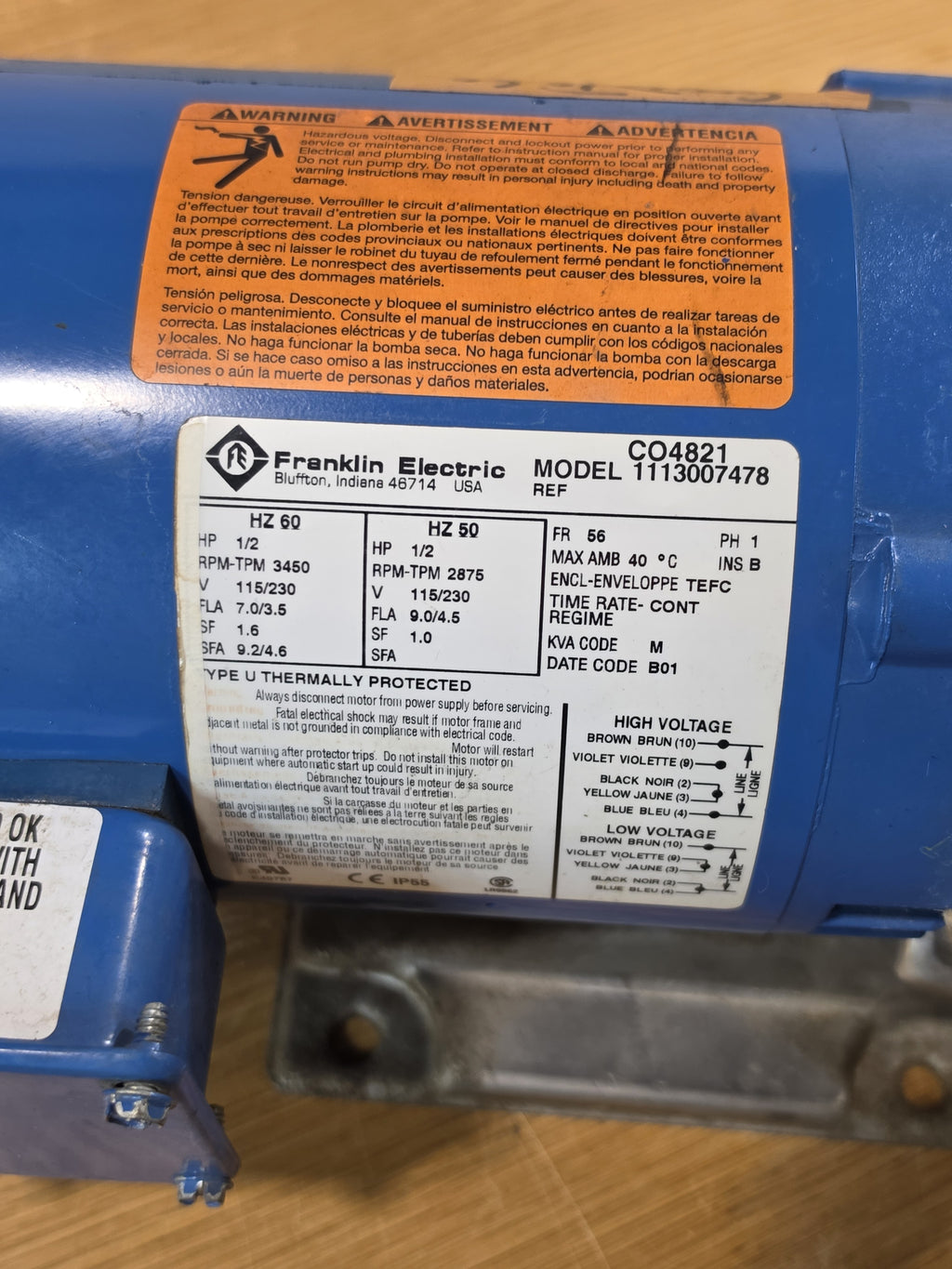 Goulds 1ST1C4F4 NPE Centrifugal Pump 1/2 HP 316 SS Franklin Electric Motor *TESTED*