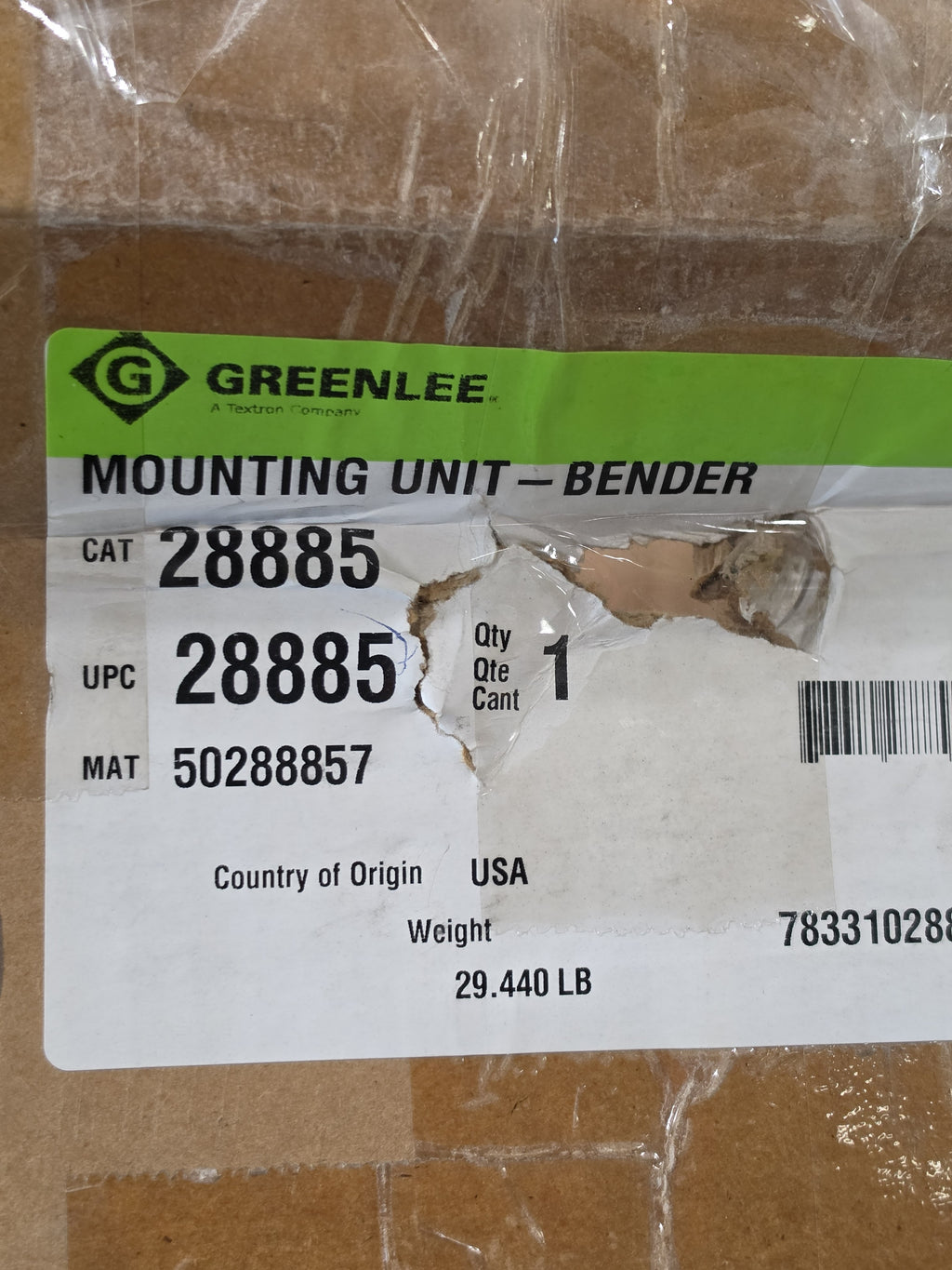 Greenlee 28885 Genuine Mounting Unit 881 Conduit Pipe Bender Frame Assembly NEW