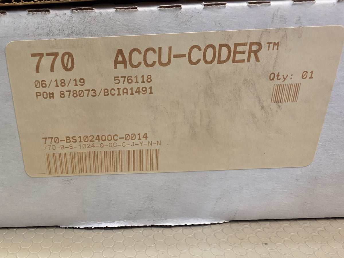Accu-Coder 770-B-S-1024-Q-OC-0014 Encoder 1024 CPR 56C Thru-Bore C-Face - NEW