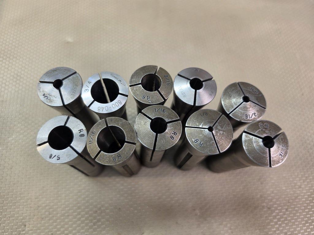 Lot of 10 R8 Collets Mixed Royal Lyndex 1/8-3/4" Mill Tooling Royal Lyndex & Other