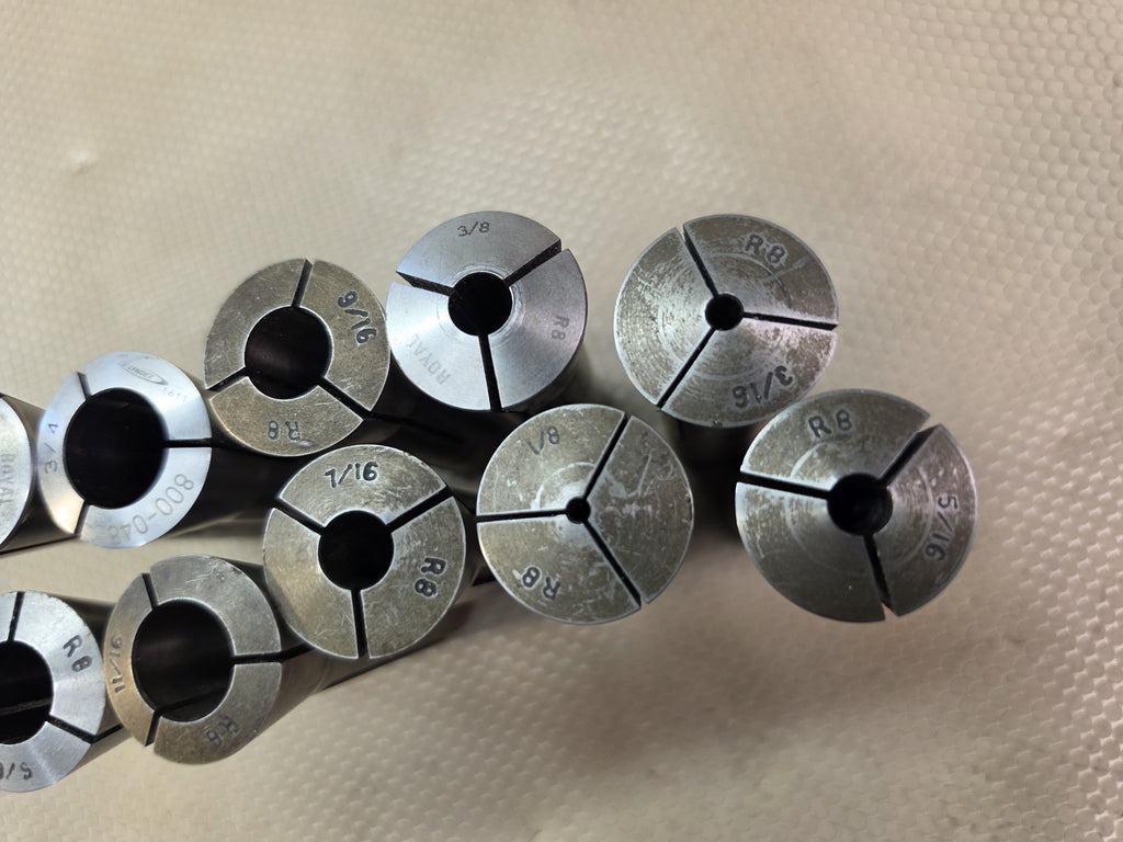 Lot of 10 R8 Collets Mixed Royal Lyndex 1/8-3/4" Mill Tooling Royal Lyndex & Other