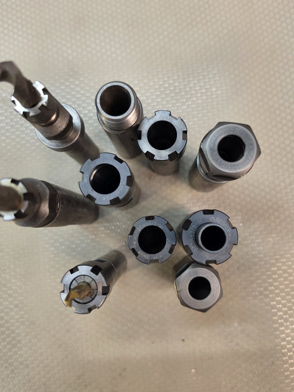 Lot of 10 REGO-FIX & Other Swiss Lathe ER Collet Holders Tooling Extensions