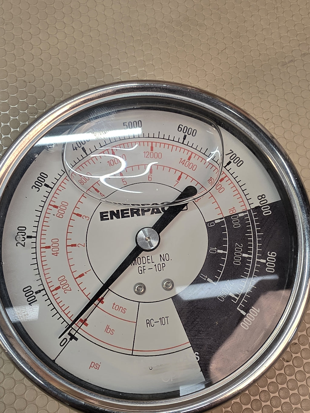 Enerpac GF-10P Hydraulic Force Pressure Gauge 0-10000 PSI RC-10T - Light Use