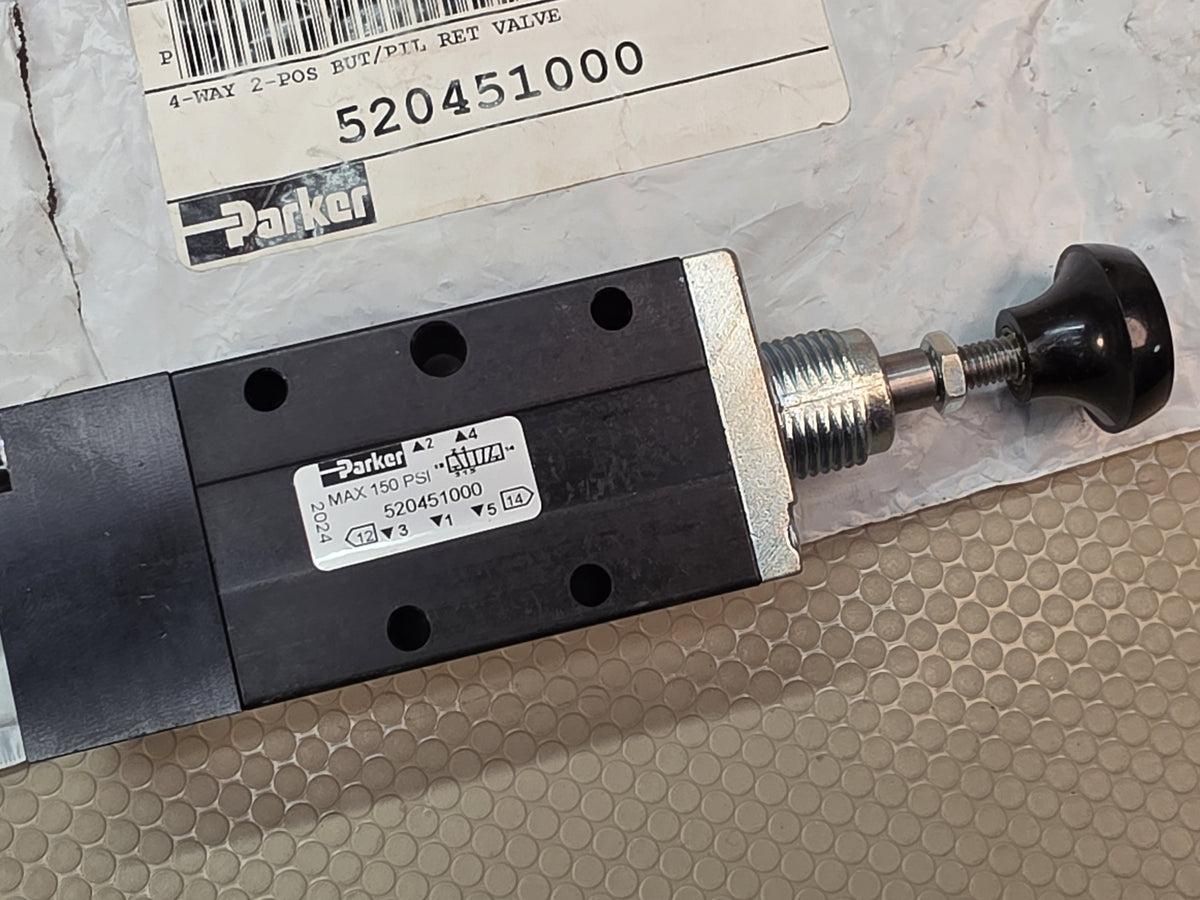 Parker 520451000 DirectAir 4 1/4 NPT 4-Way 2-Pos Button Spool Valve - NEW