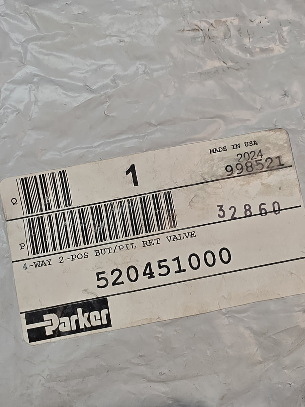 Parker 520451000 DirectAir 4 1/4 NPT 4-Way 2-Pos Button Spool Valve - NEW