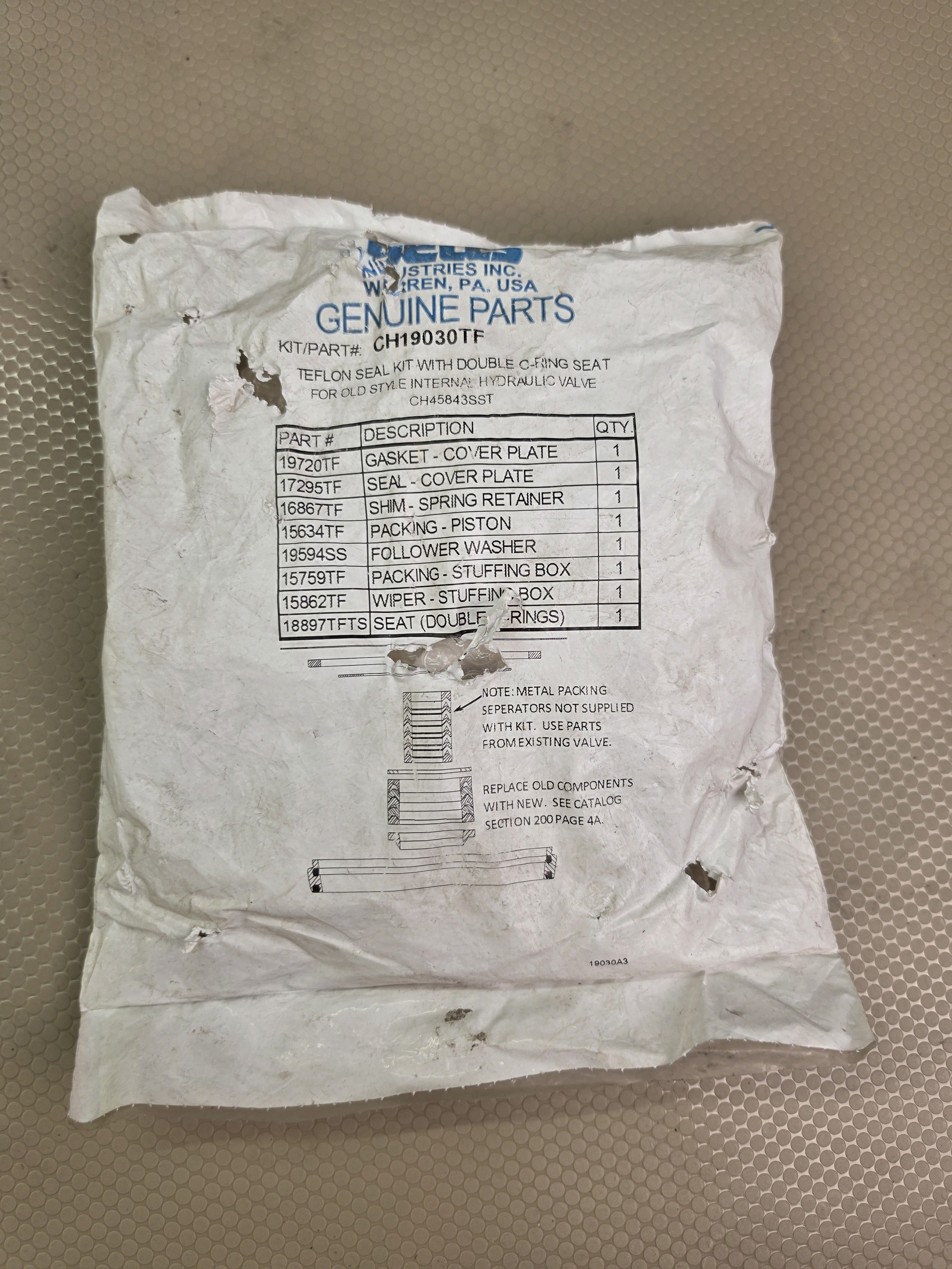 Betts CH19030TF Repair Kit Internal Hydraulic Repair Kit O Ring Seal Kit