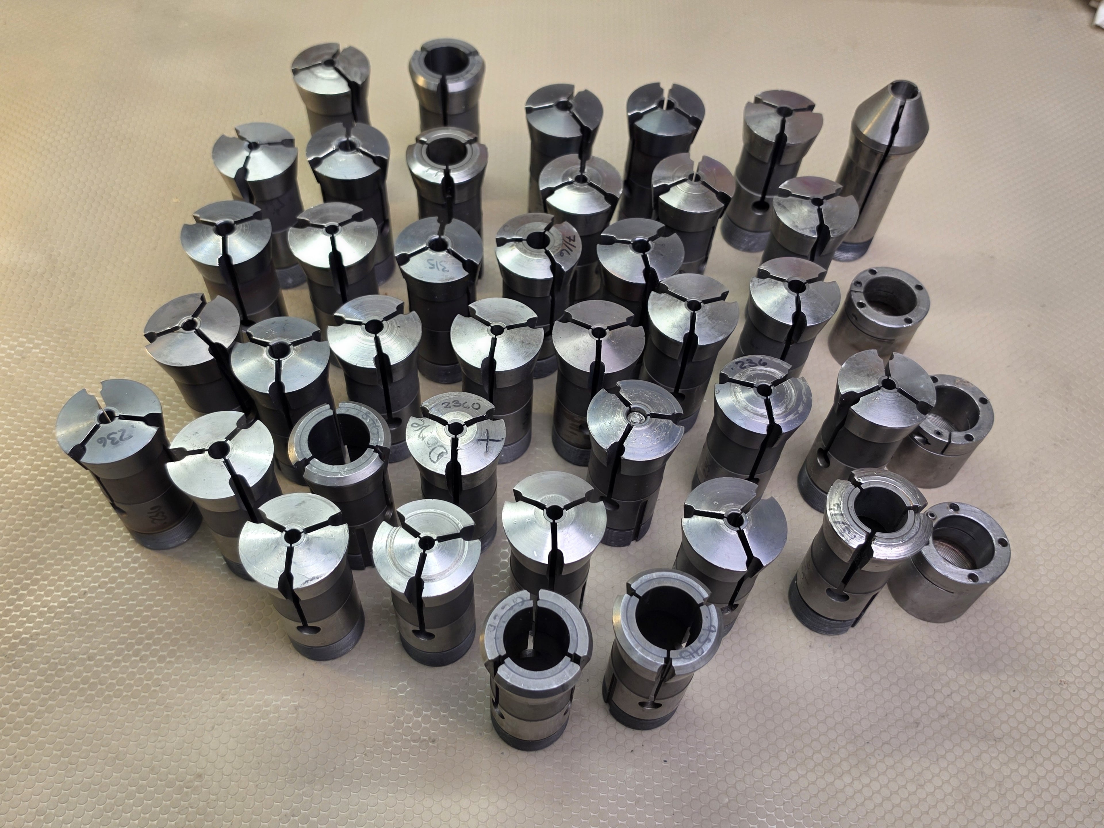 Lot of 41 Southwick & Meister S&M 5C Collets USA Lathe Tooling + Stop Sleeves