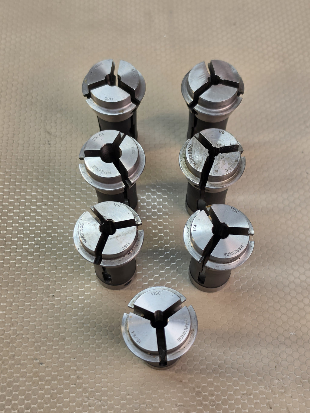 Hardinge 11SC Collet Lot of 7 Mixed Sizes 1/8 1/4 9/32 15/64 25/64