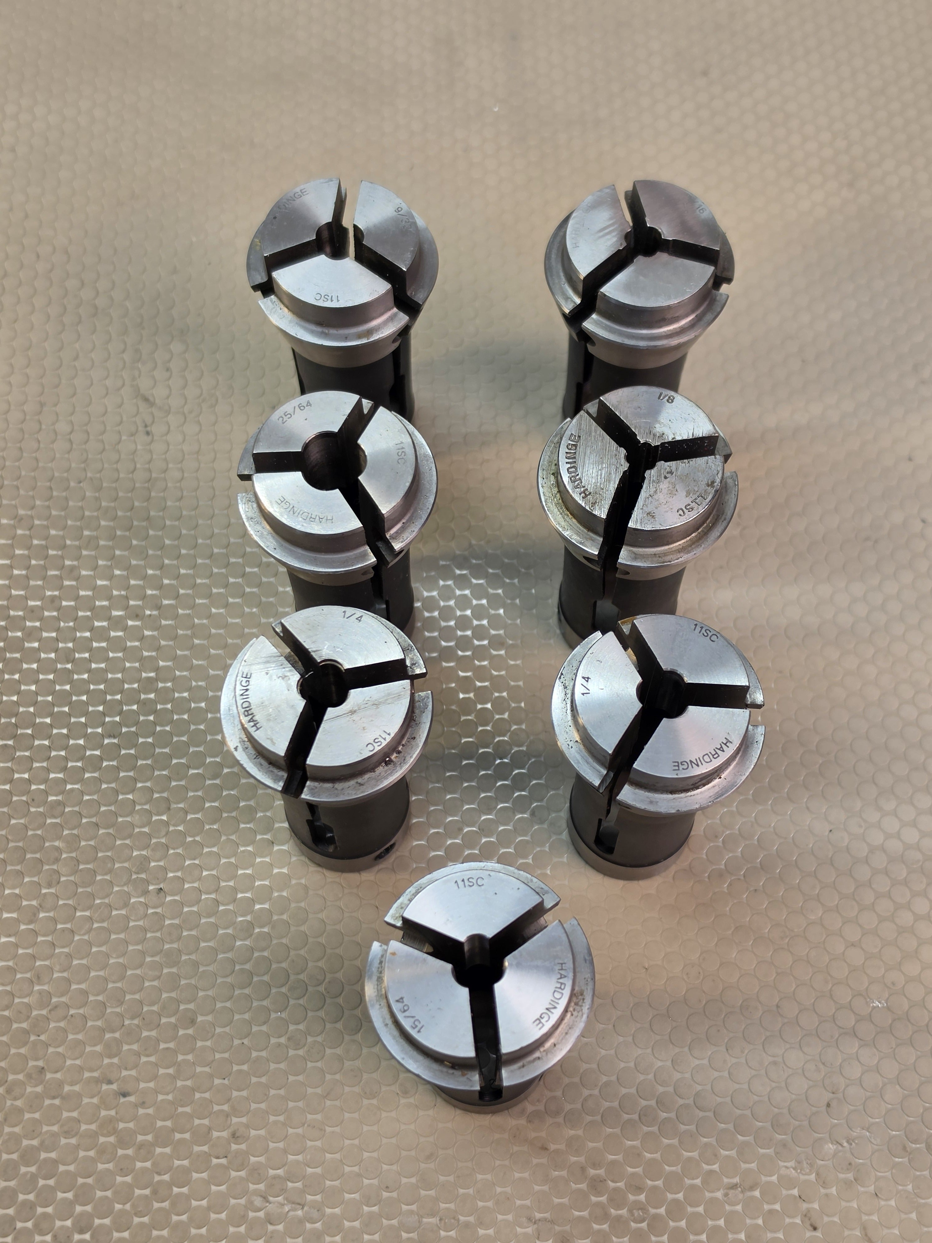 Hardinge 11SC Collet Lot of 7 Mixed Sizes 1/8 1/4 9/32 15/64 25/64