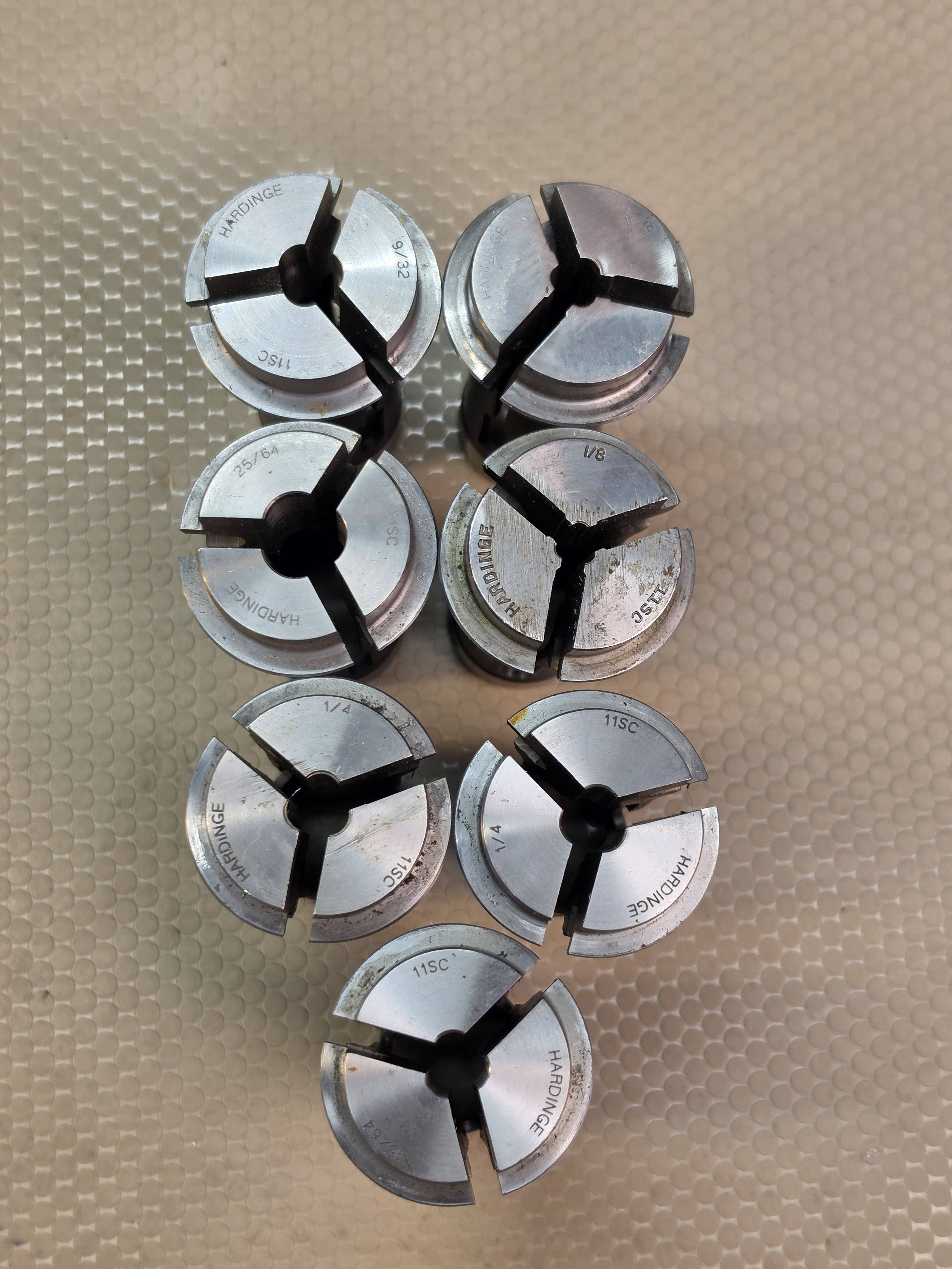 Hardinge 11SC Collet Lot of 7 Mixed Sizes 1/8 1/4 9/32 15/64 25/64