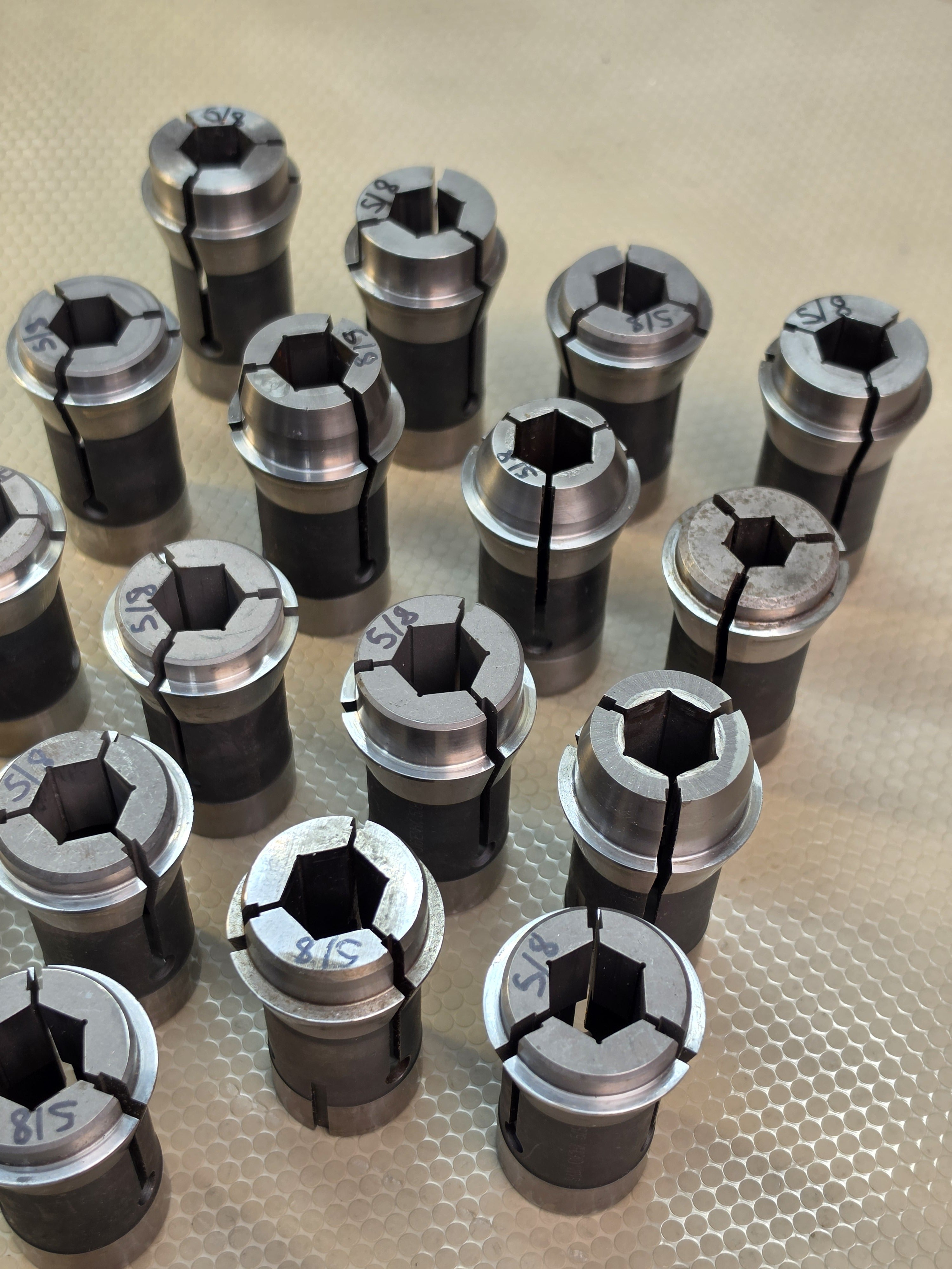 Southwick & Meister S&M 0161ENHX 0161 HX Hex Collets 5/8" Bore Lot of 17 Used