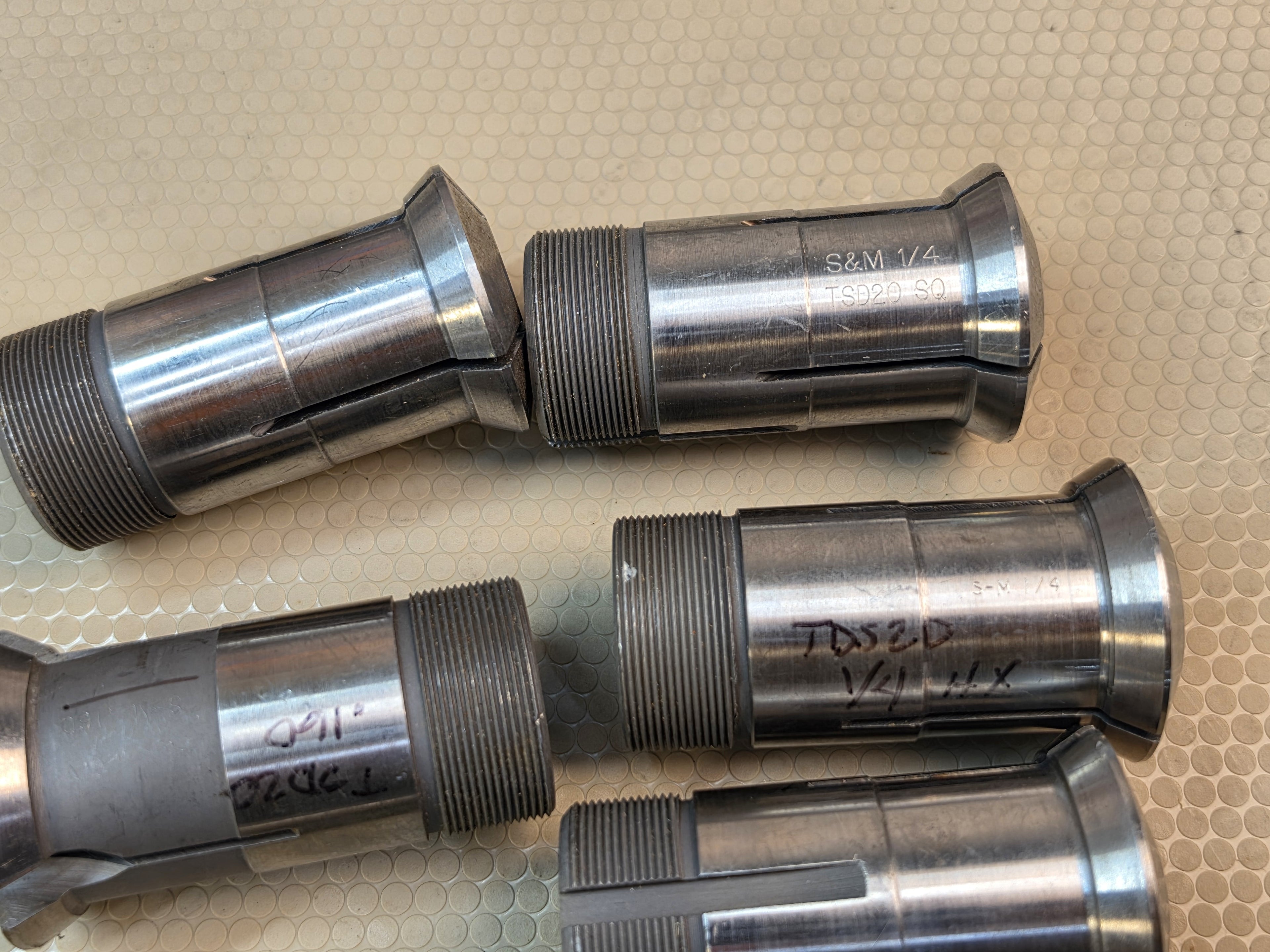 S&M 0161 TS020 TSD TF-Series Square & Hex Collets Lot of 6 Machine Tooling