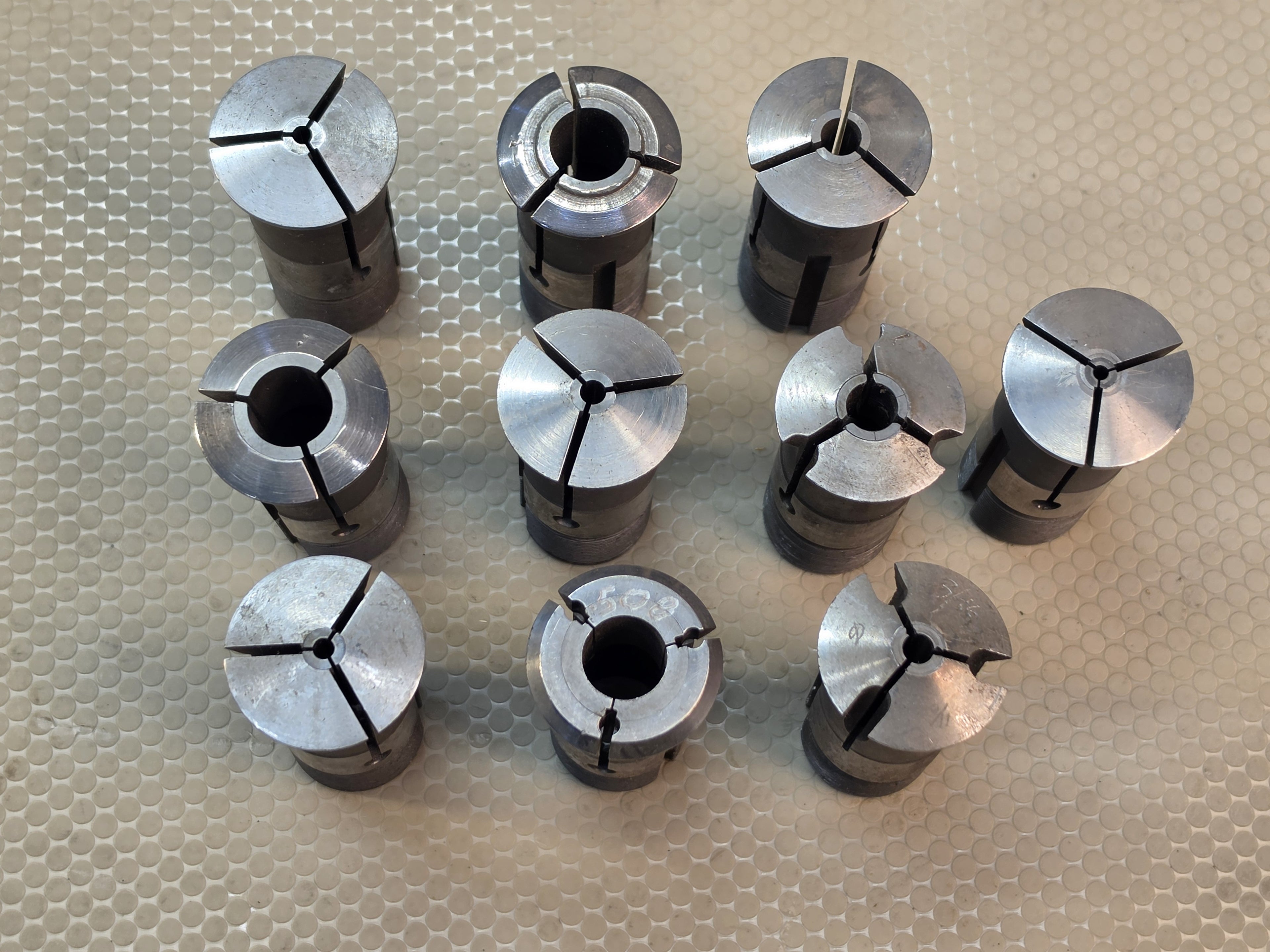 S&M Draw-In Collets Bushing Lathe Mill Tooling Mixed Sizes 0201 3/32" *10 PC*