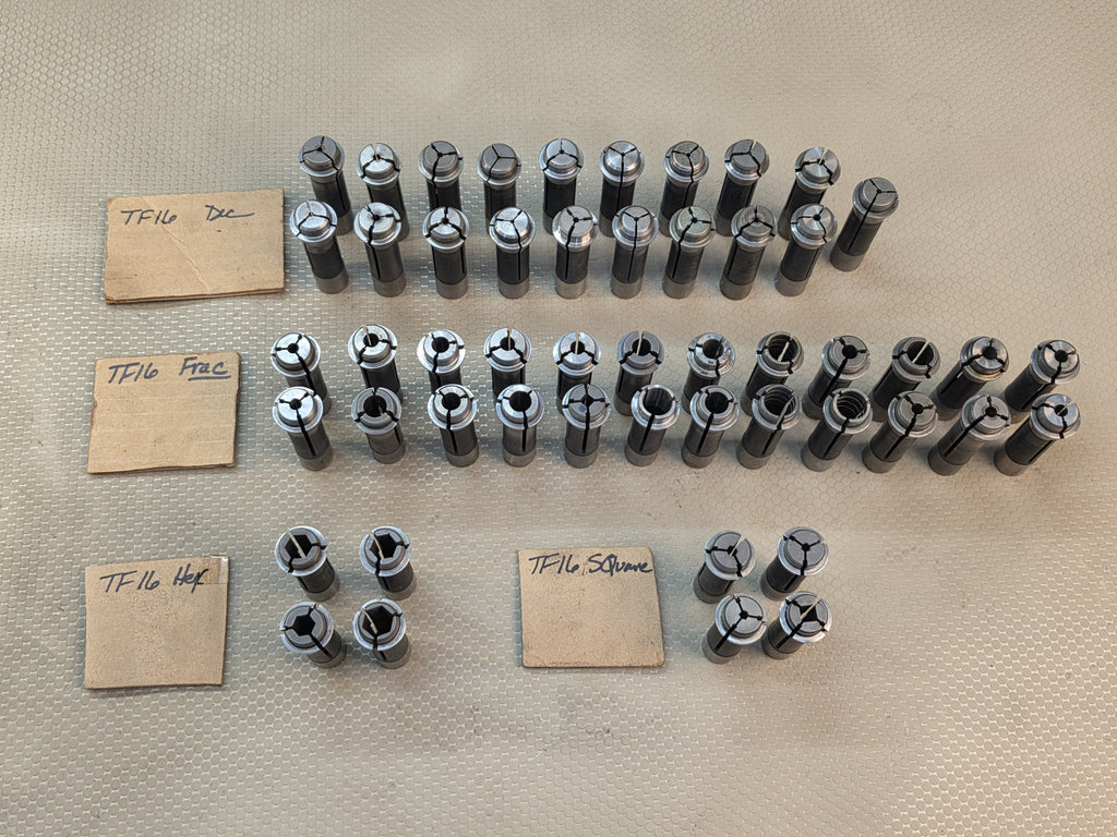 S&M TF16 Collet Set Lot of 51 Pcs Decimal Fractional Hex Square