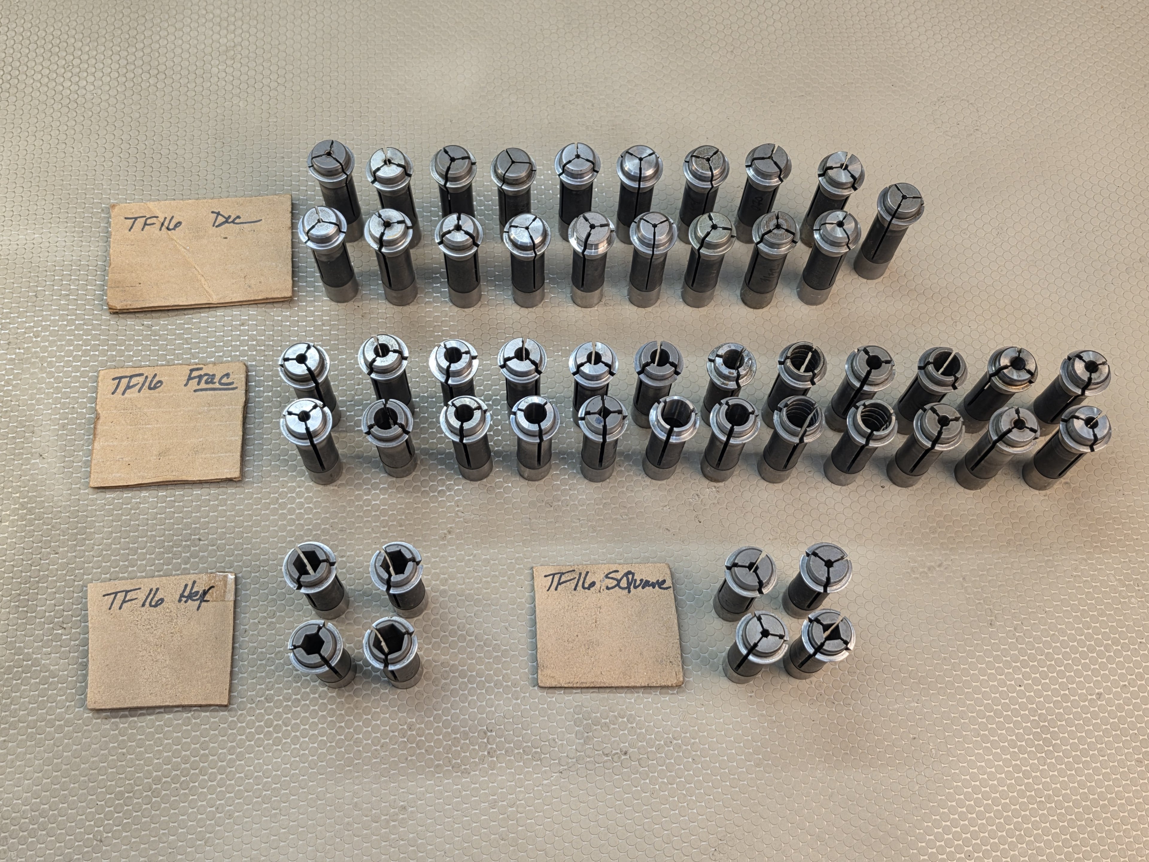 S&M TF16 Collet Set Lot of 51 Pcs Decimal Fractional Hex Square