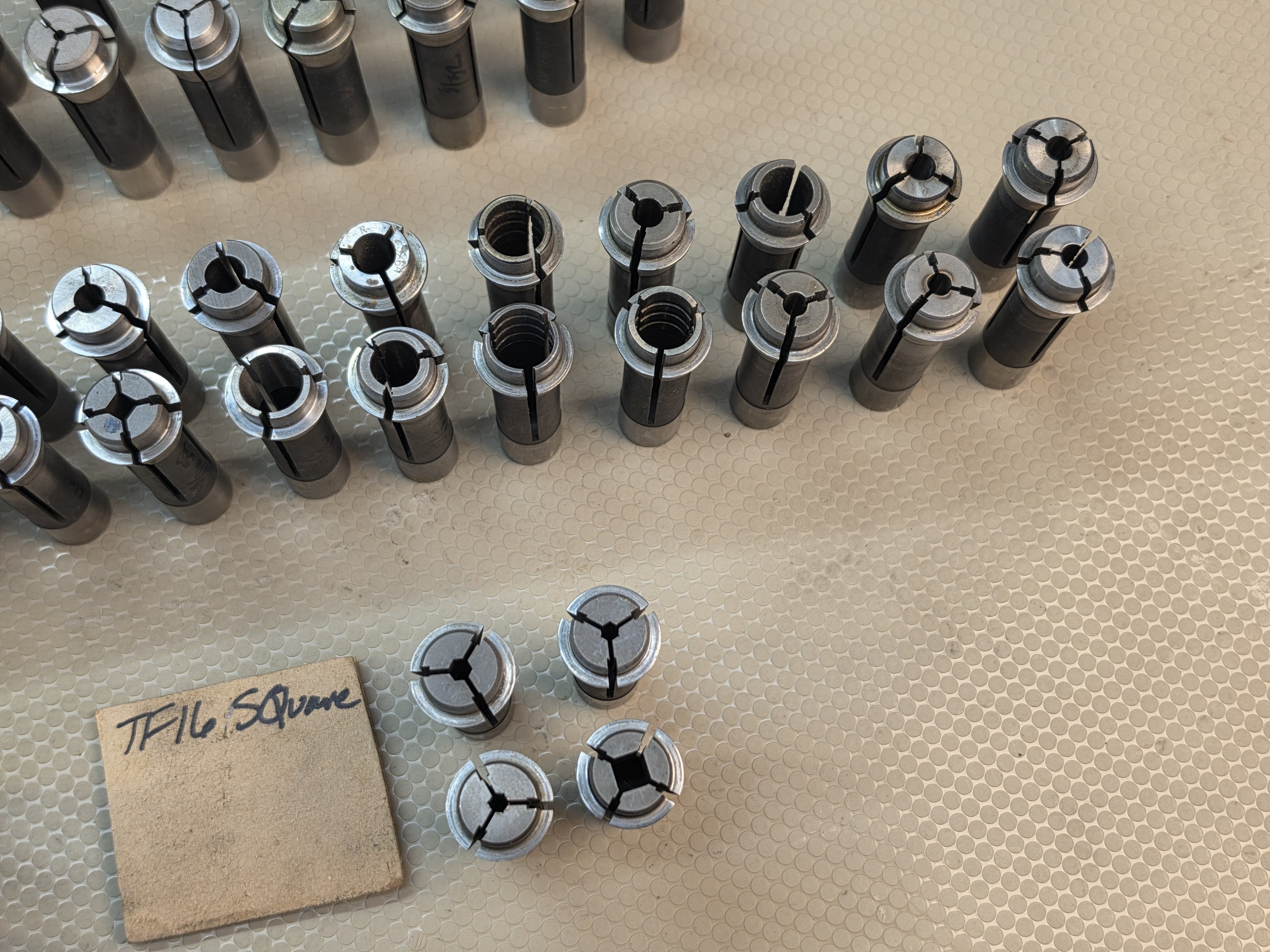 S&M TF16 Collet Set Lot of 51 Pcs Decimal Fractional Hex Square