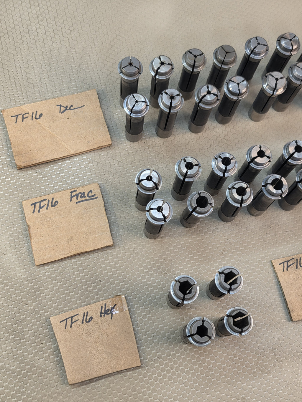 S&M TF16 Collet Set Lot of 51 Pcs Decimal Fractional Hex Square