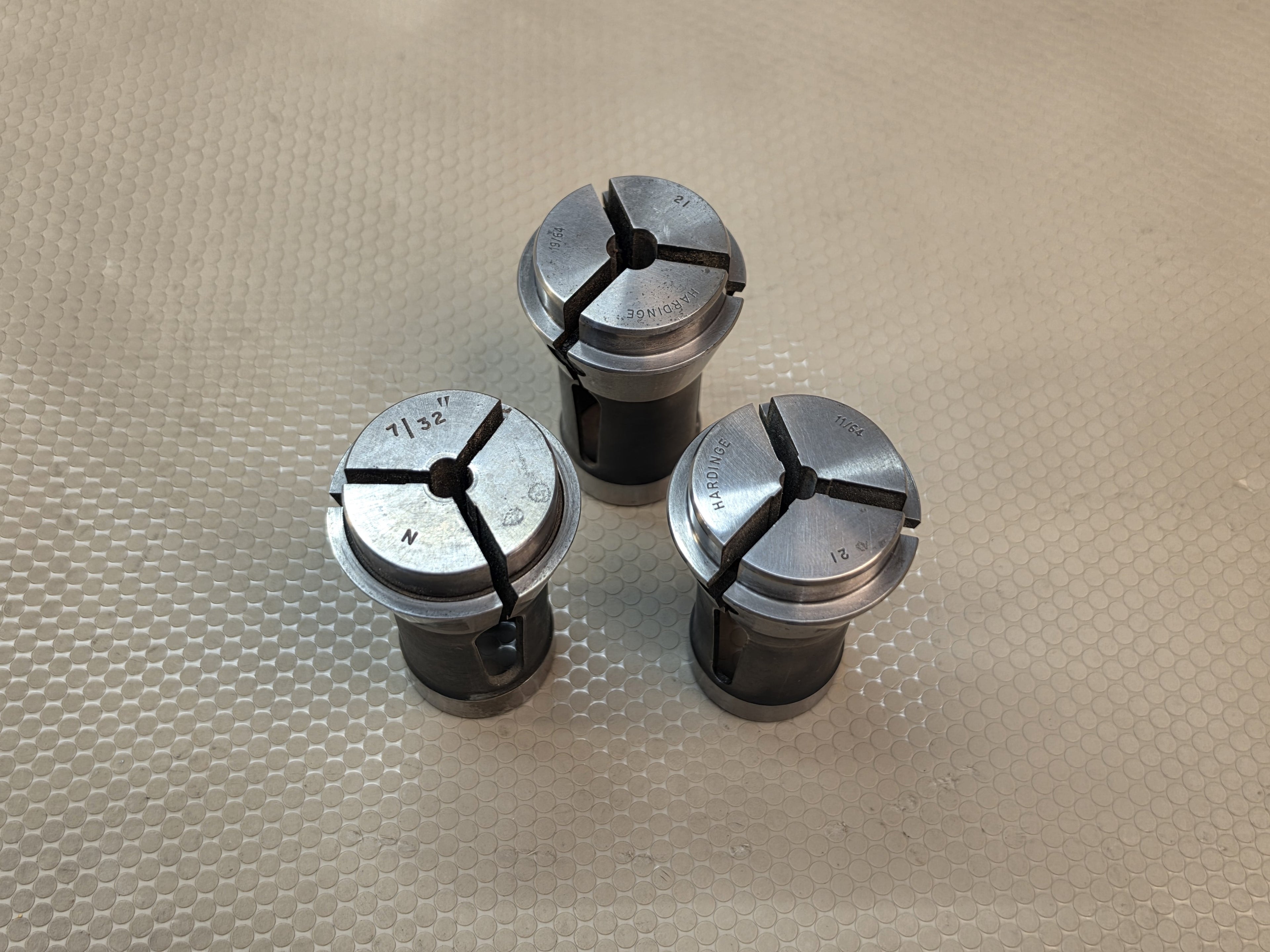 Hardinge No. 21 21N Screw Machine Collets Lot of 3 - 19/64 7/32 11/64 Tooling