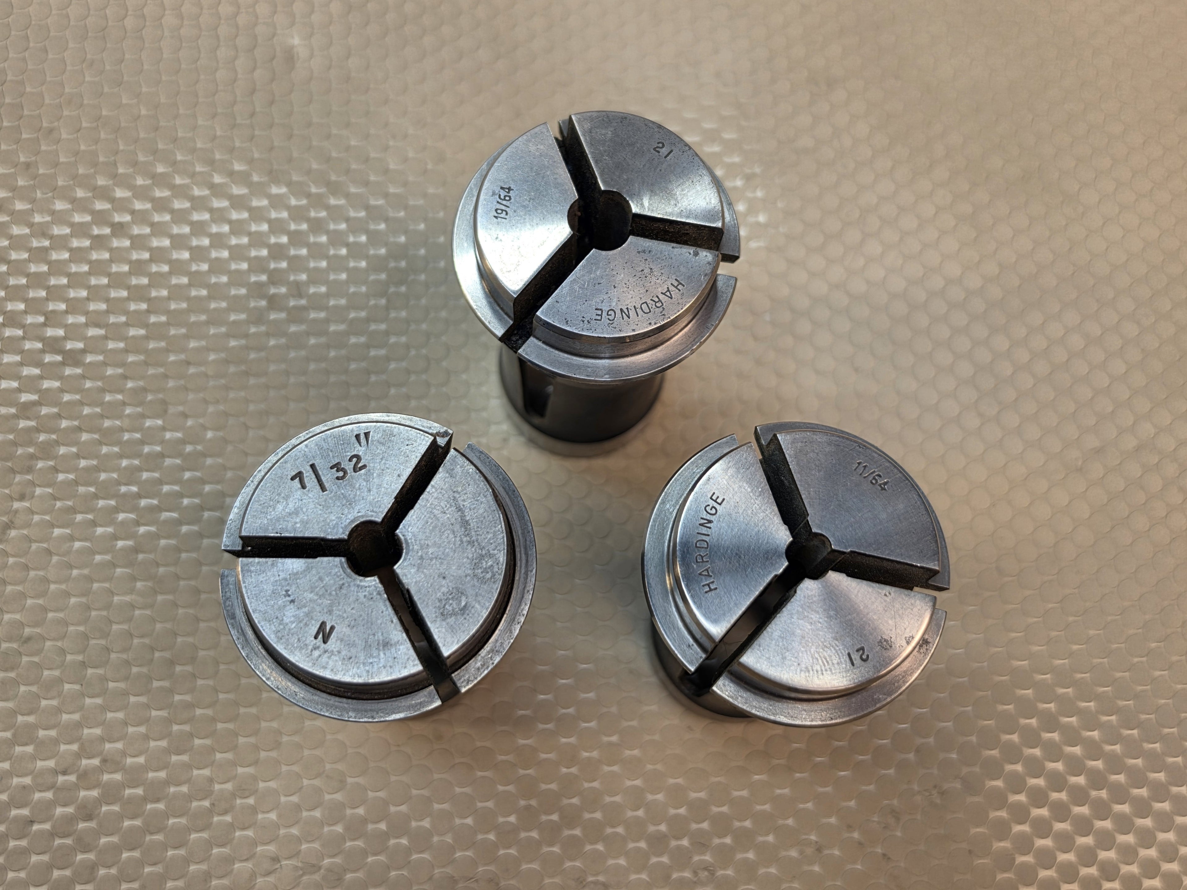 Hardinge No. 21 21N Screw Machine Collets Lot of 3 - 19/64 7/32 11/64 Tooling