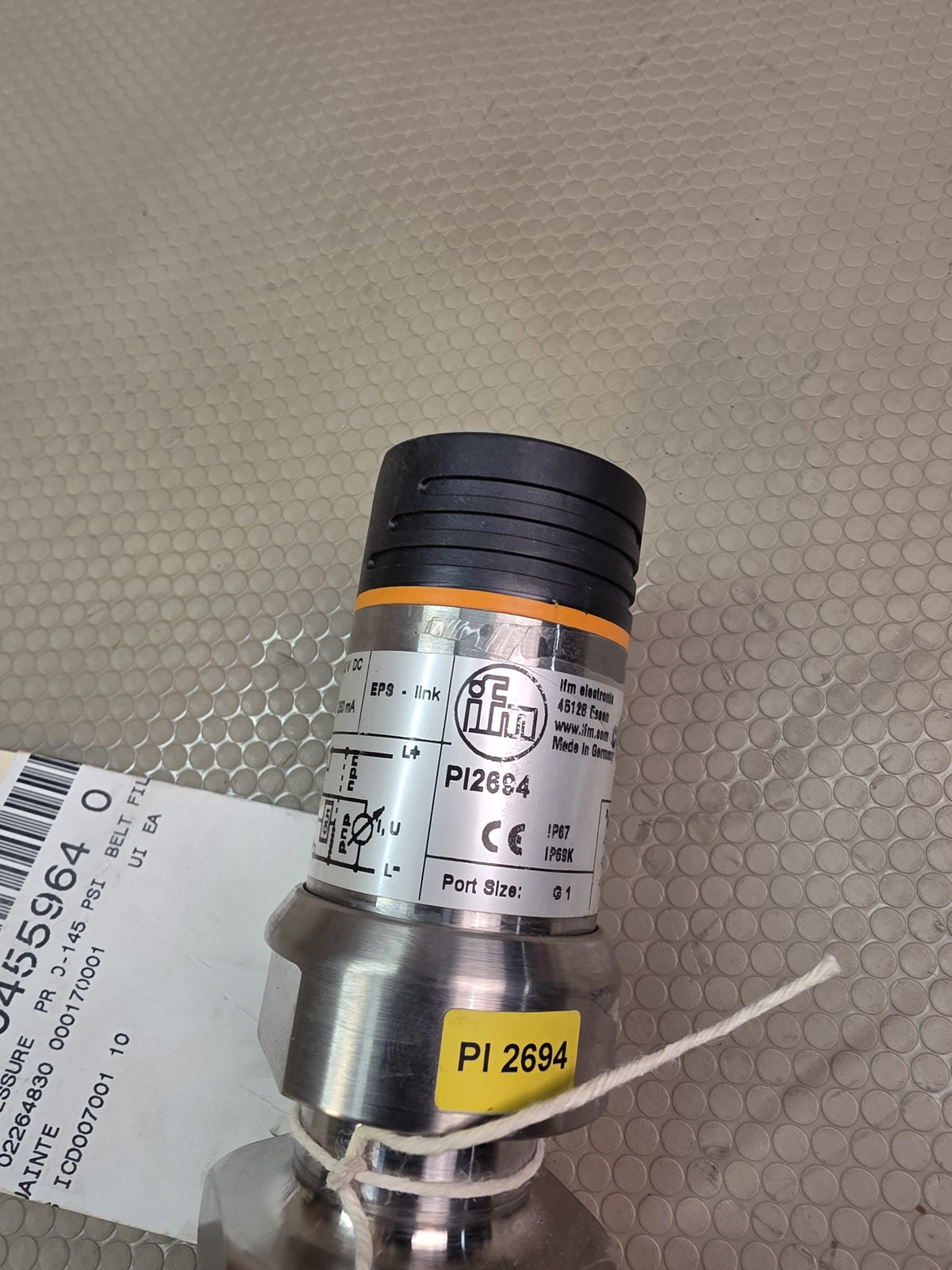 ifm PI2694 Flush Pressure Sensor -14.5 to 145 PSI 18-32VDC Hygienic -Genuine New