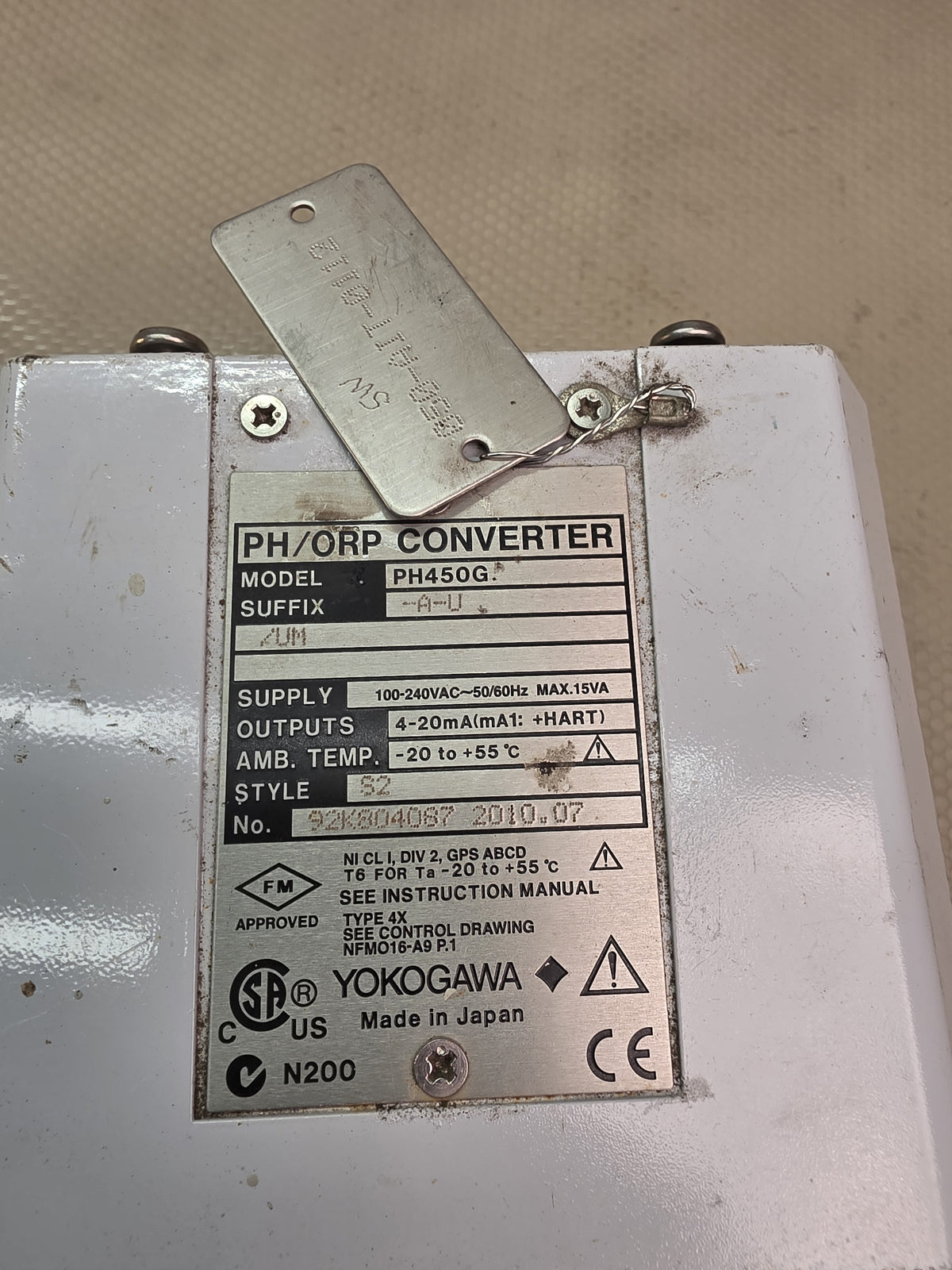 Yokogawa PH450G-A-U/UM EXAxt 450 pH/ORP Converter 4-20mA HART AC