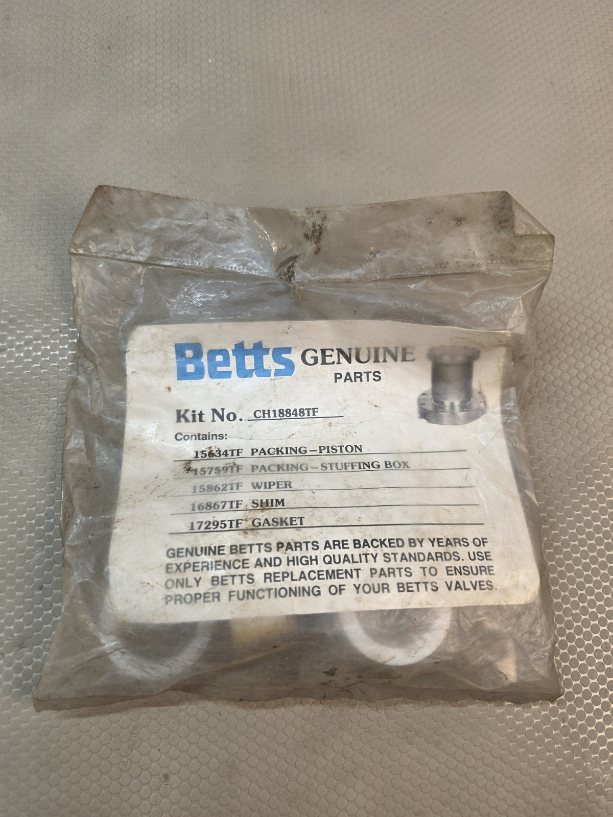 Betts CH18848TF Internal Hydraulic Valve Repair Kit Packing Gasket