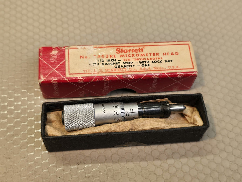 Starrett T463RL Micrometer Head 0-1/2" .0001" Ratchet Stop Lock Nut NEW