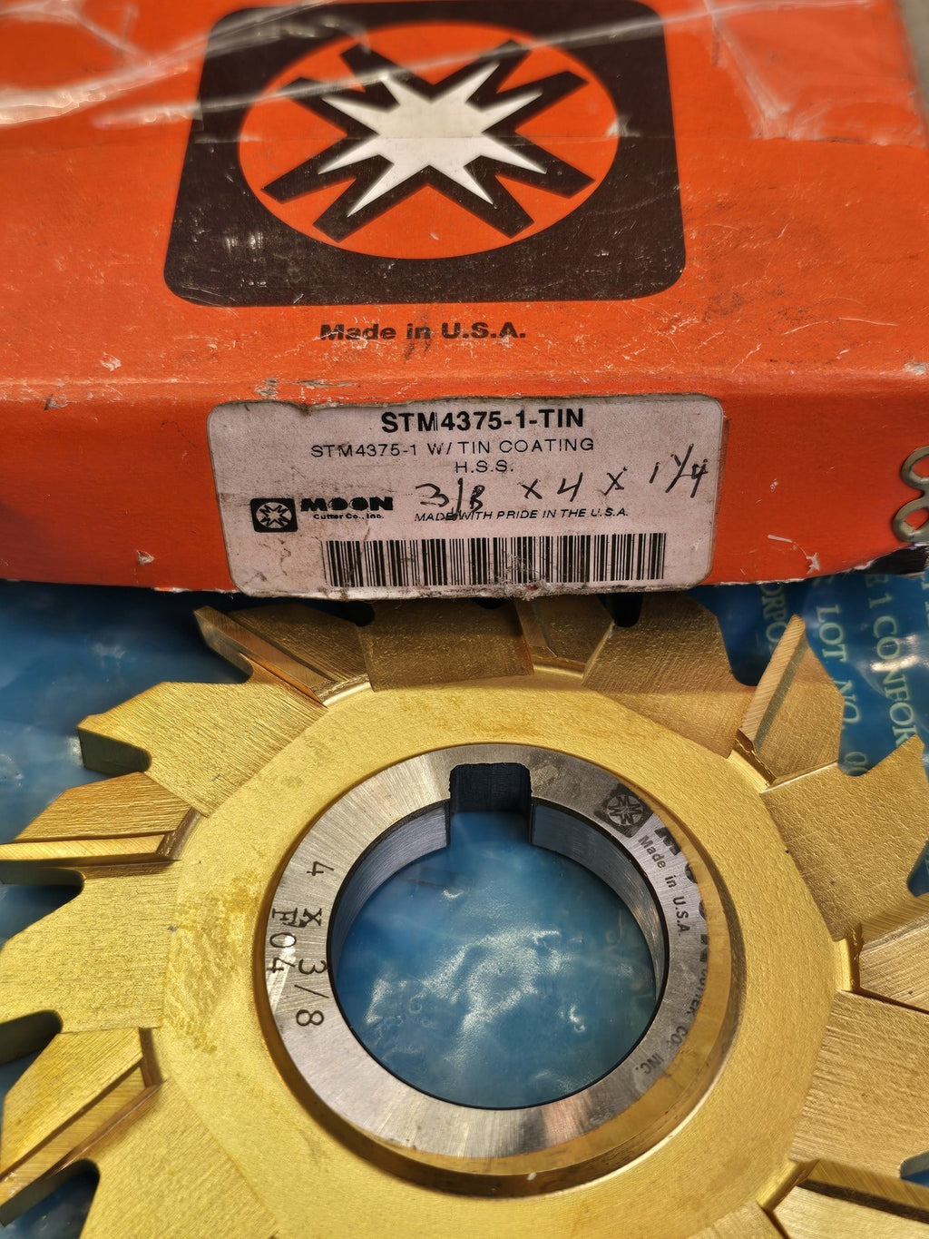 MOON STM4375-1-TIN Staggered Tooth Side Milling Cutter 4" x 3/8" HSS TiN Coated