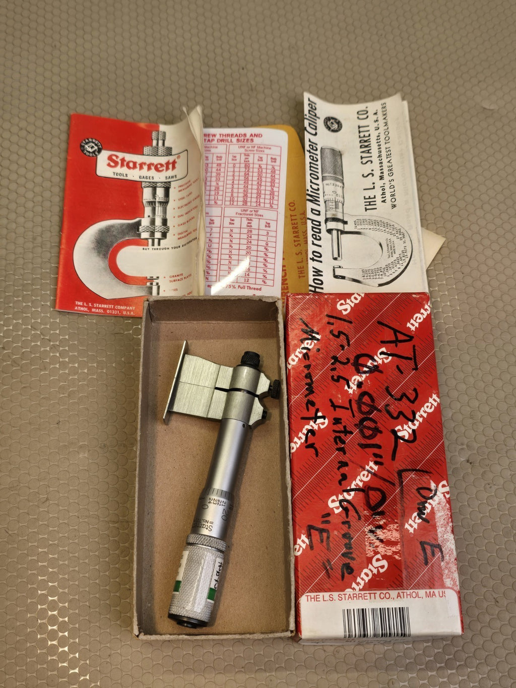 Starrett No. 701 B Internal Groove Micrometer w/ Box & Paperwork *RARE* UNUSED