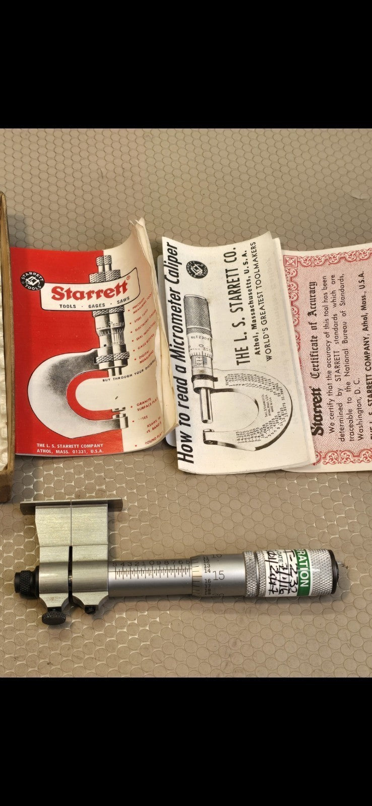 Starrett No. 701 B Internal Groove Micrometer w/ Box & Paperwork *RARE* UNUSED