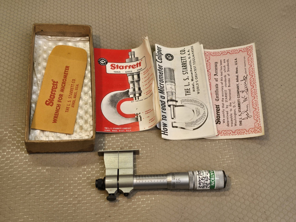 Starrett No. 701 B Internal Groove Micrometer w/ Box & Paperwork *RARE* UNUSED