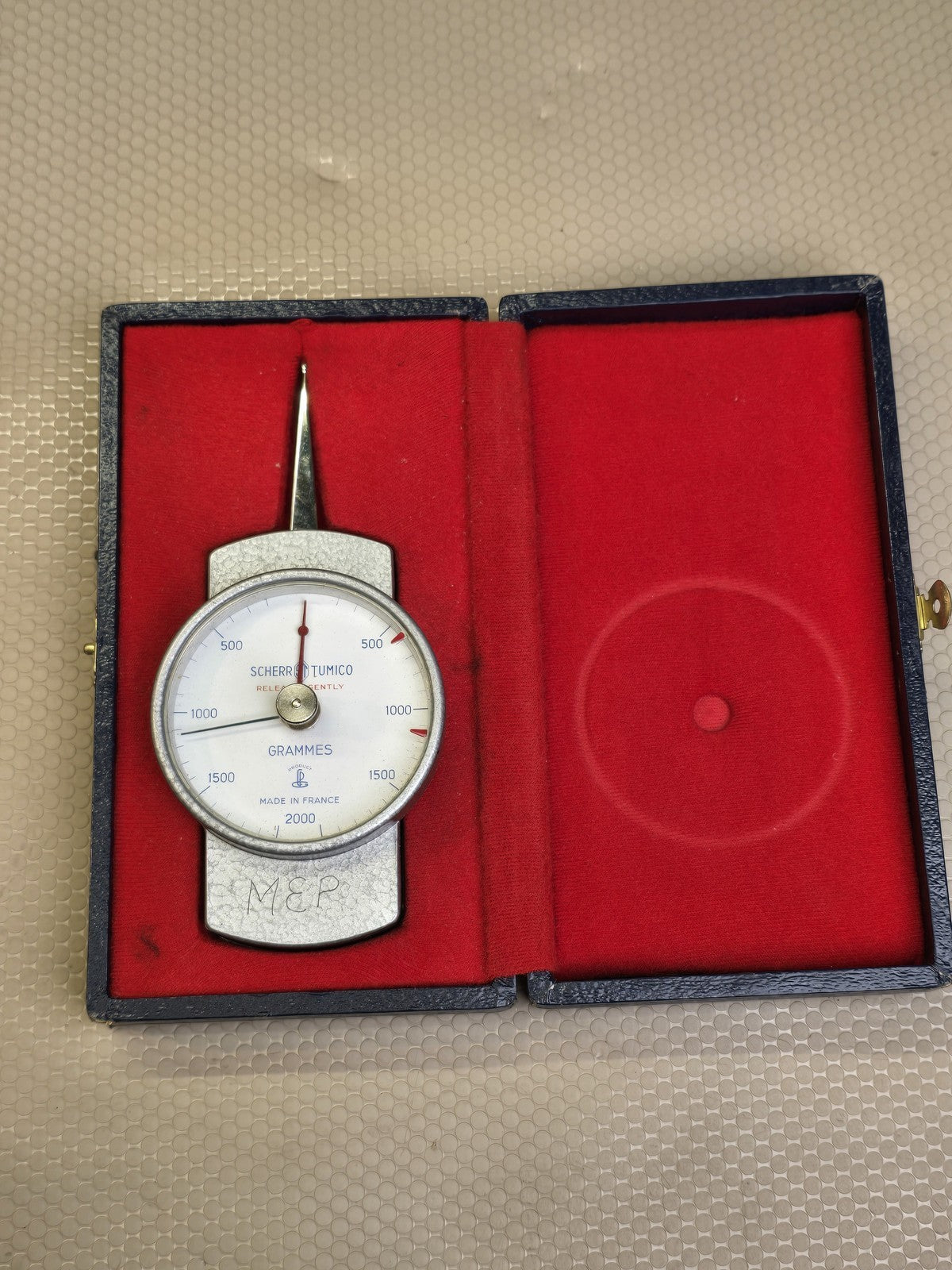 Scherr Tumico Tension Force Gauge 0-2000g Dynamometer w/ Case France
