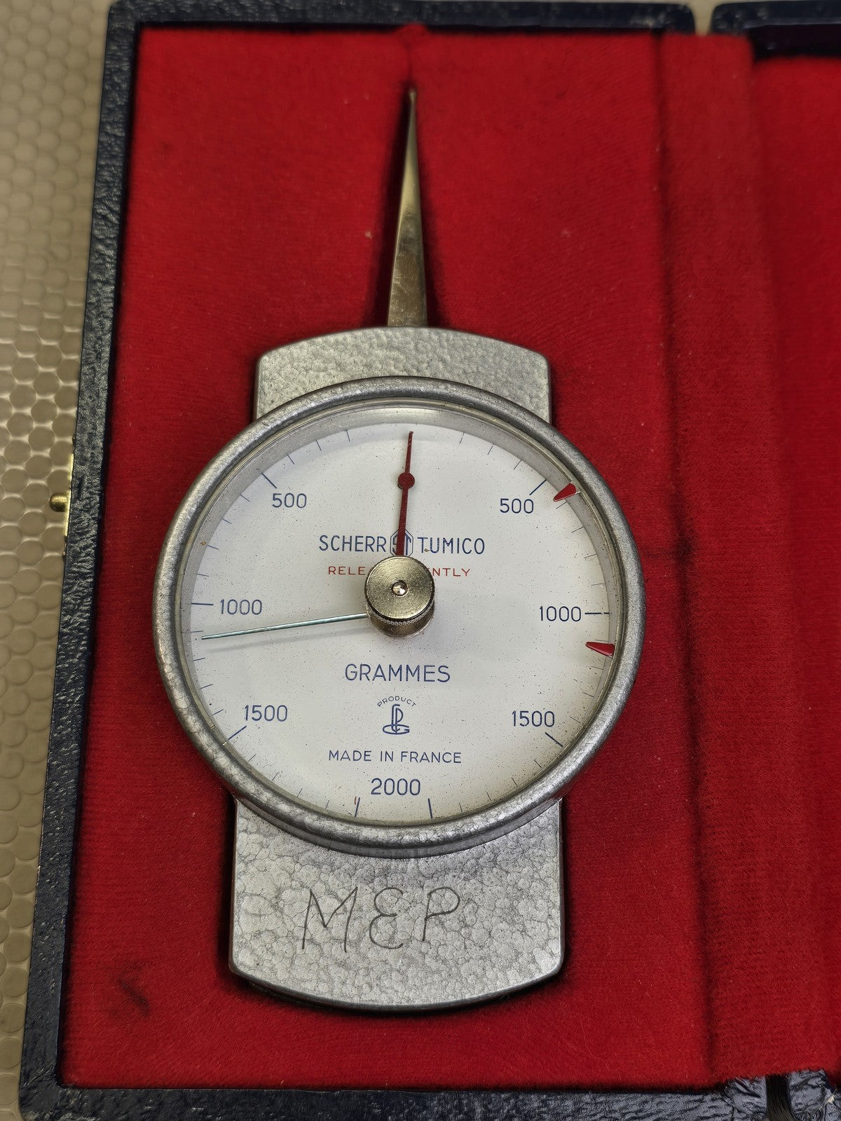 Scherr Tumico Tension Force Gauge 0-2000g Dynamometer w/ Case France