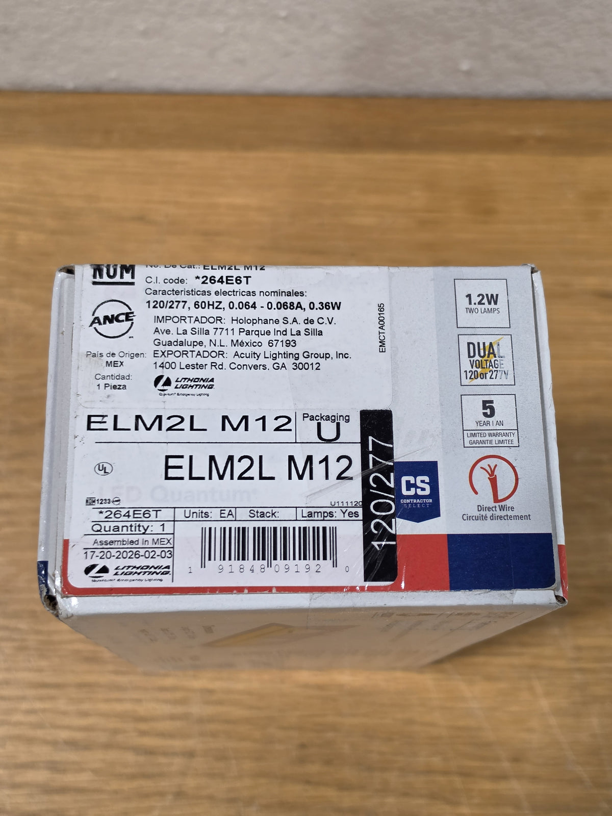Lithonia Lighting ELM2L M12 LED Quantum Emergency Light Adjustable Optics 120/27