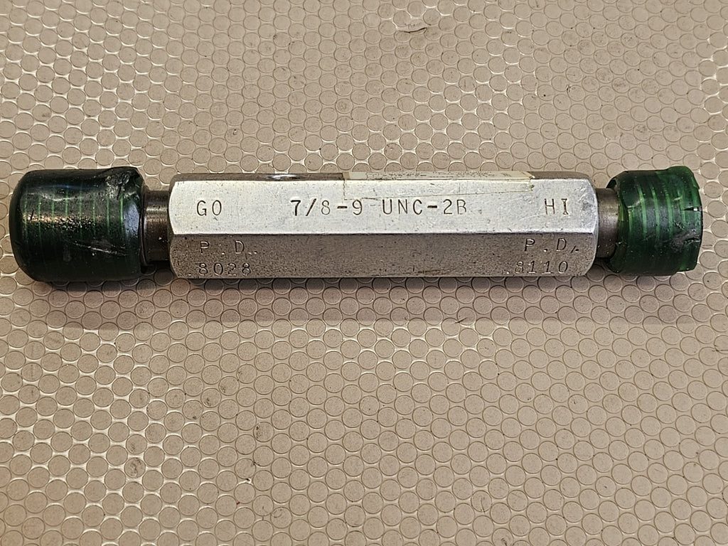 ATA 7/8-9 UNC-2B Thread Plug Gauge GO HI P.D. .8028 .8110
